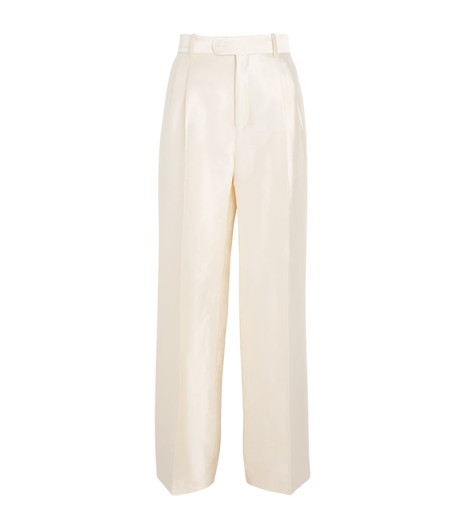 Sandro Paris Womens Satin Tailored Trousers Cream Image 1