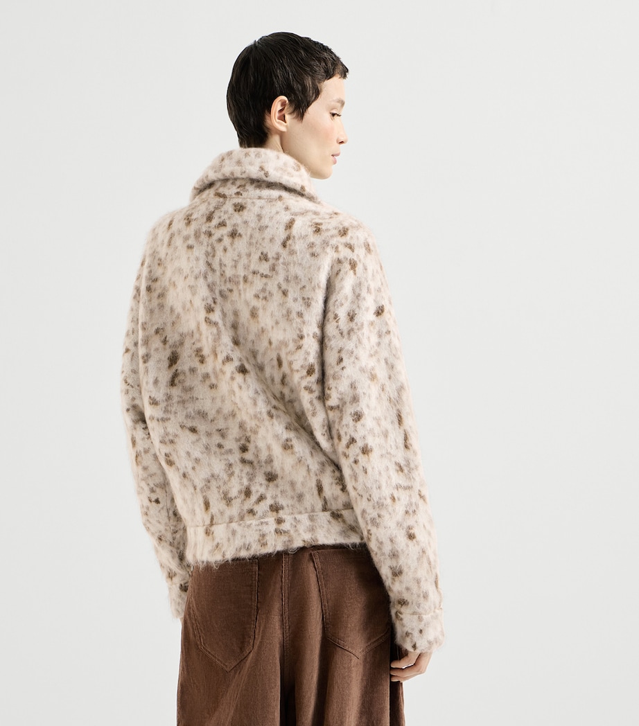 Brunello Cucinelli Womens Mohair-Blend Zip-Up Cardigan White+brown Image 5
