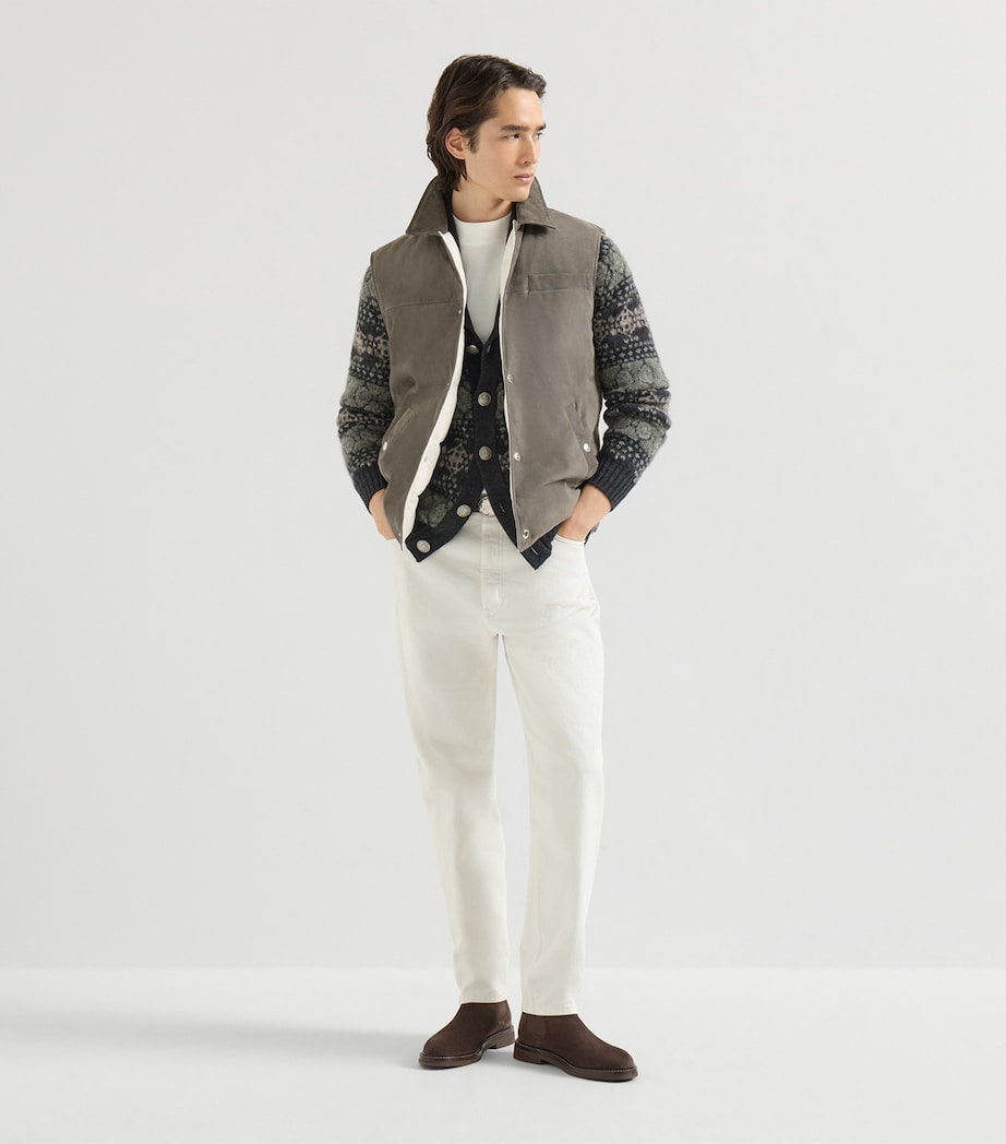 Brunello Cucinelli Mens Down Leather Gilet Image 5