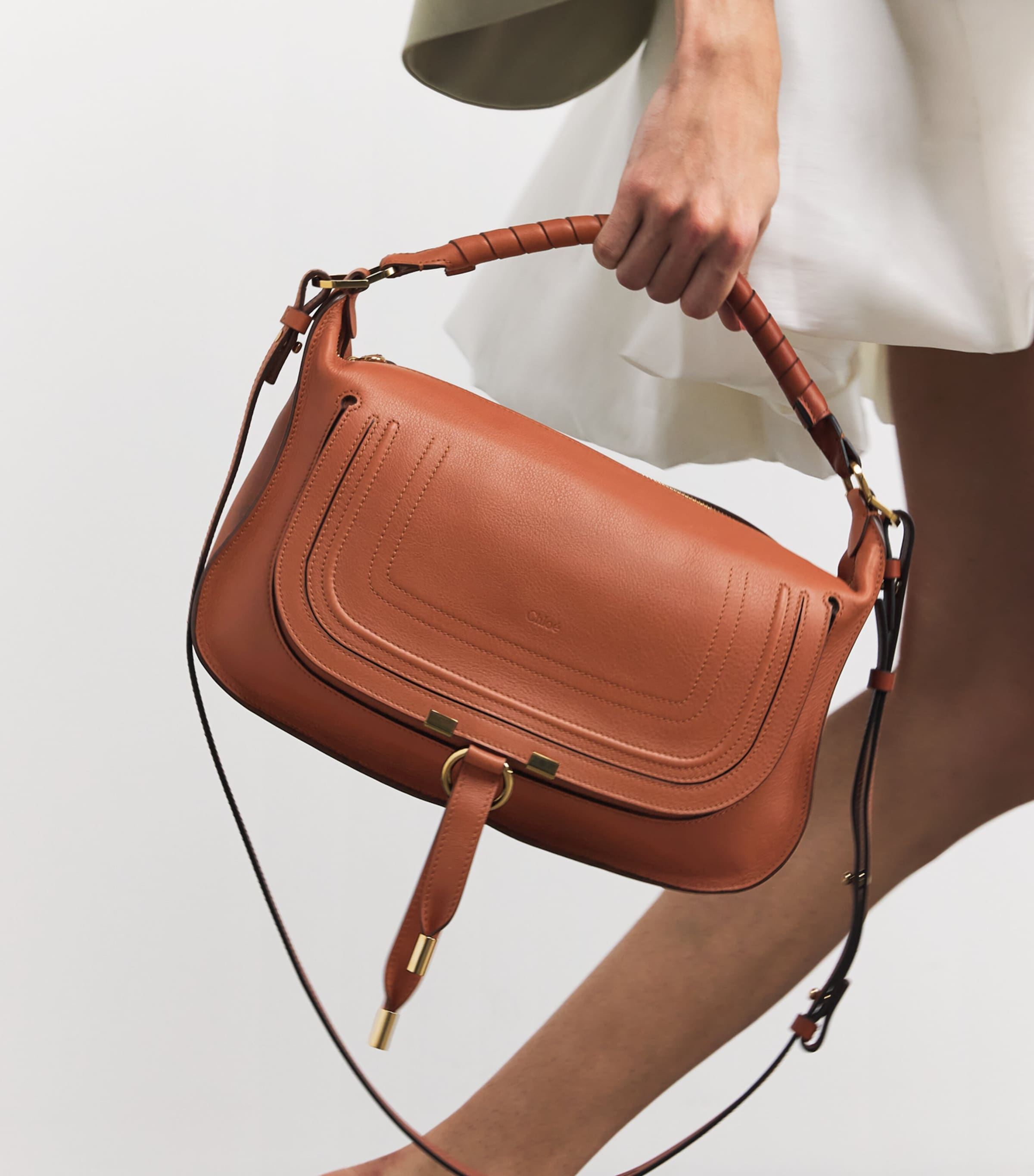 Small Leather Marcie Shoulder Bag CLAY BROWN Image 2