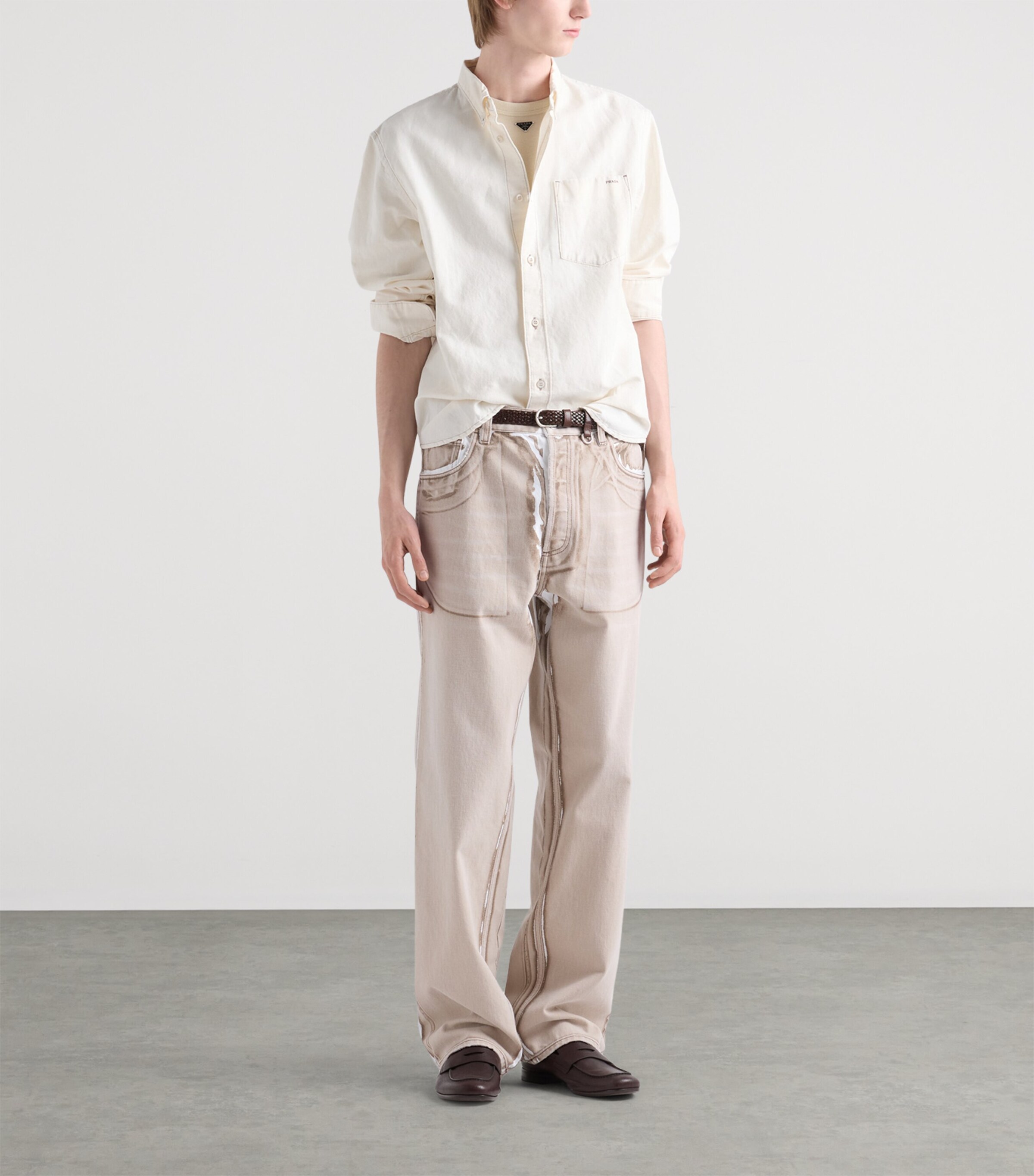 Prada Mens Chambray Button-Down Shirt Image 2