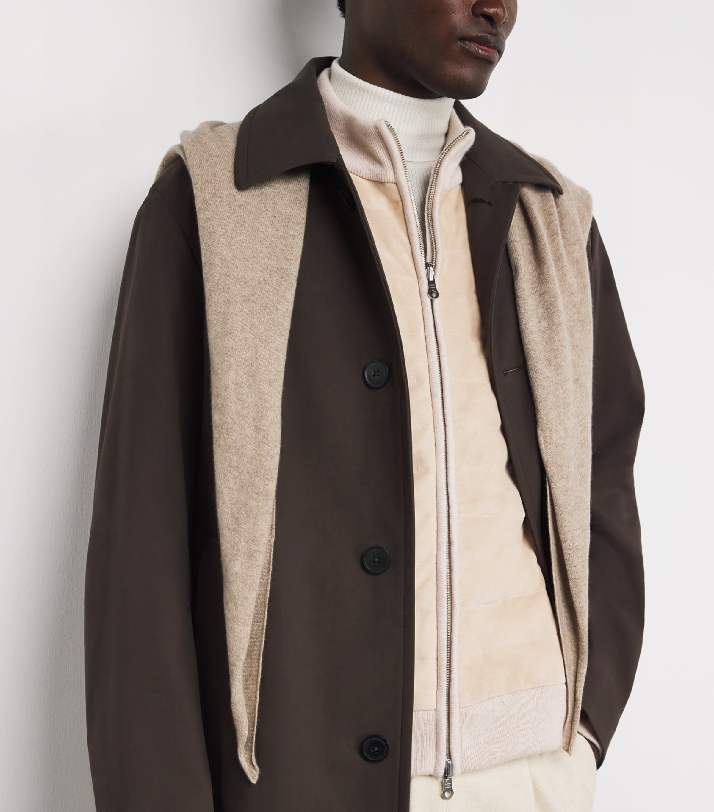 Suede-Trim Cashmere Davos Jacket ECR ECRU Image 6