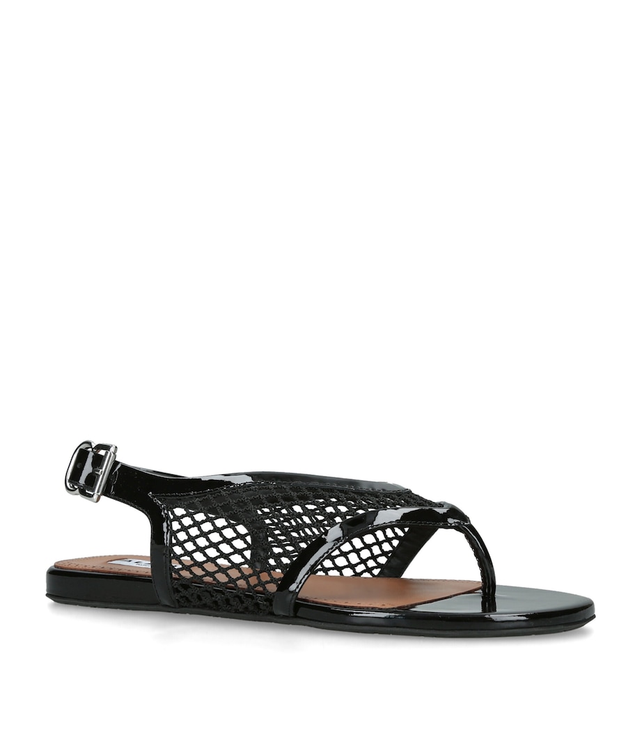 Alaïa Patent Leather Fishnet Sandals Black Image 3