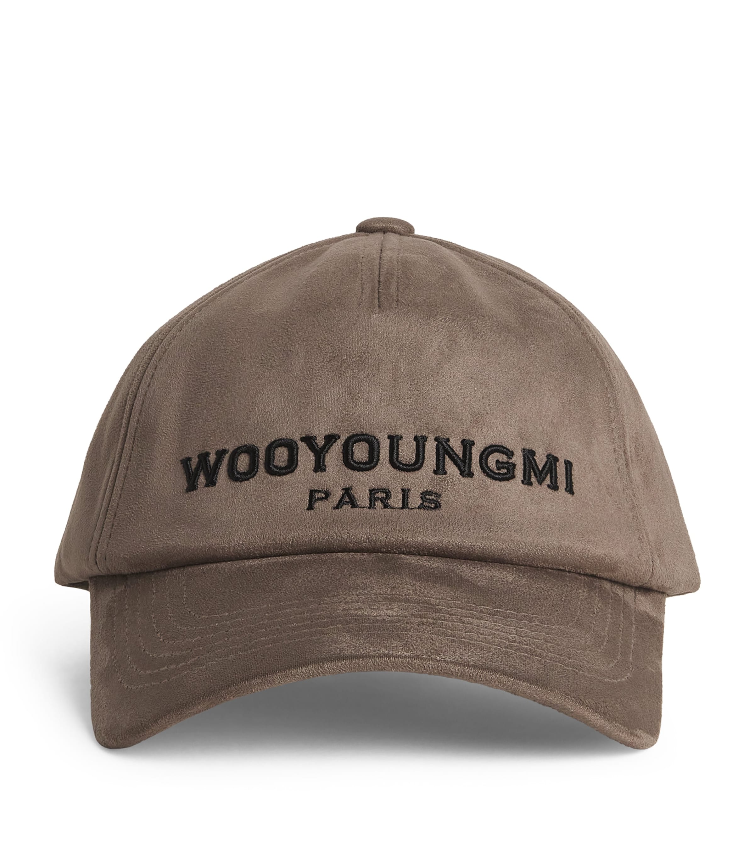 Shop Wooyoungmi Faux Suede Logo Cap In Brown