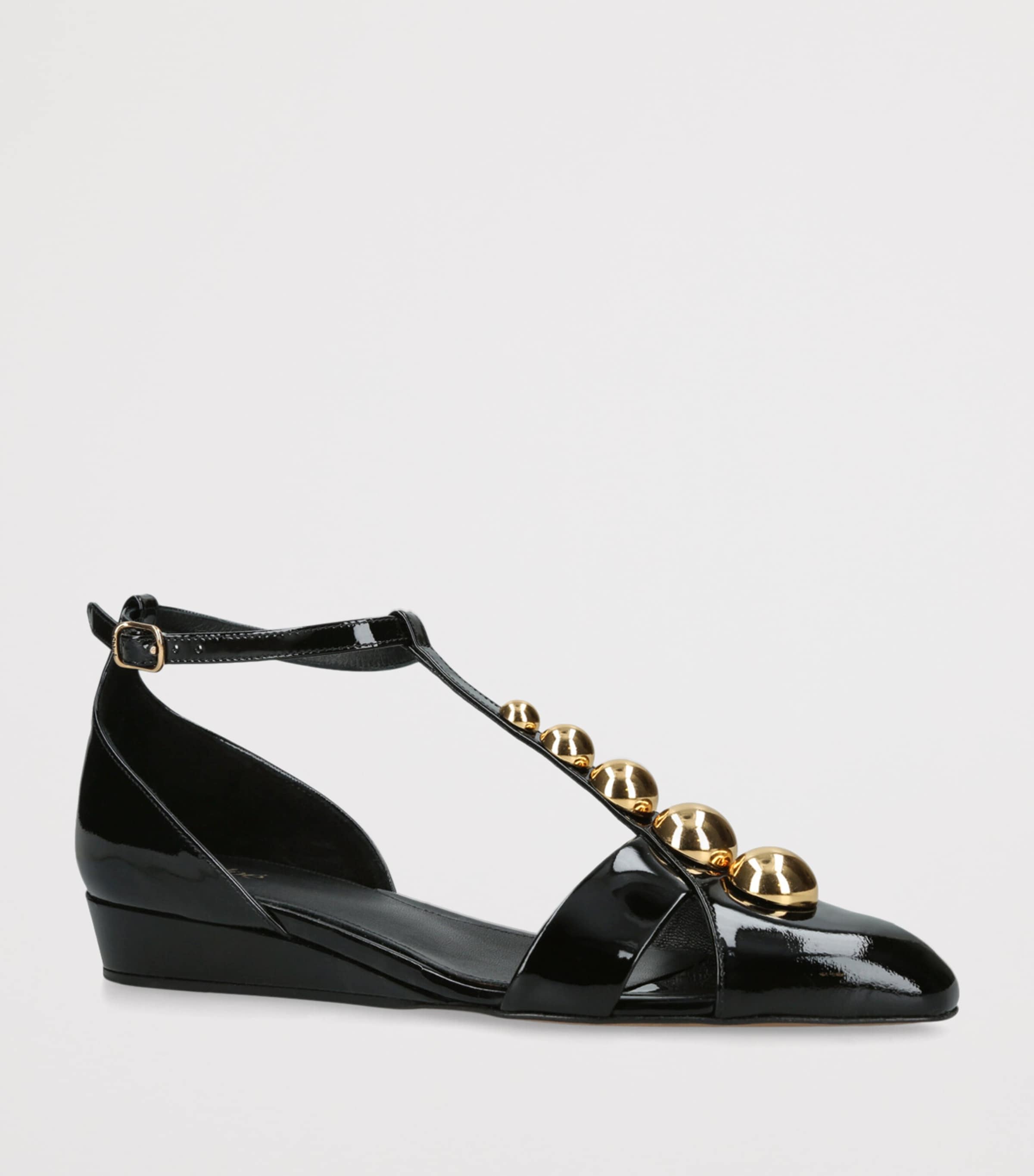 Patent Leather Cleia Wedge Sandals 30 BLACK Image 3