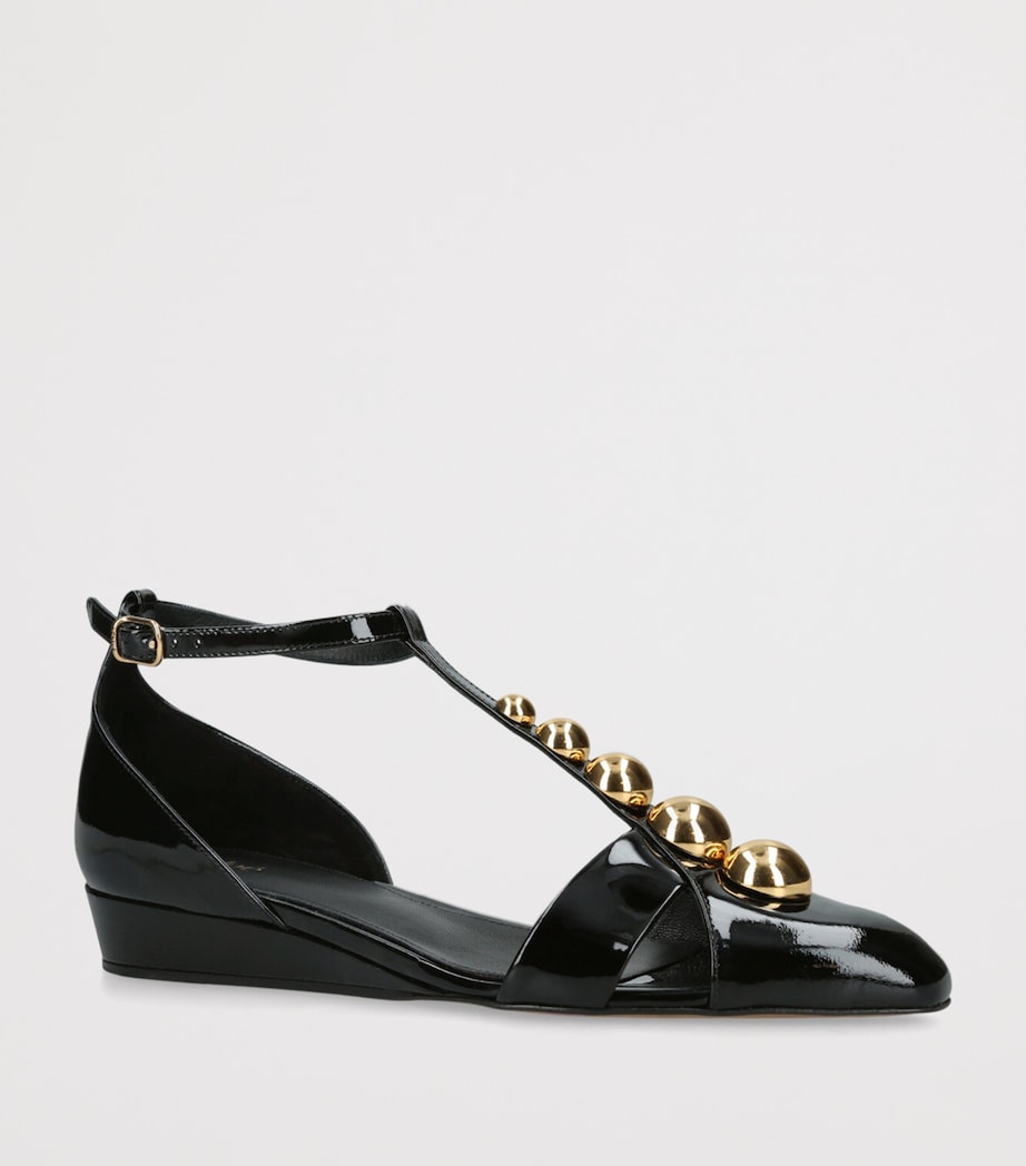 Patent Leather Cleia Wedge Sandals 30 BLACK Image 3