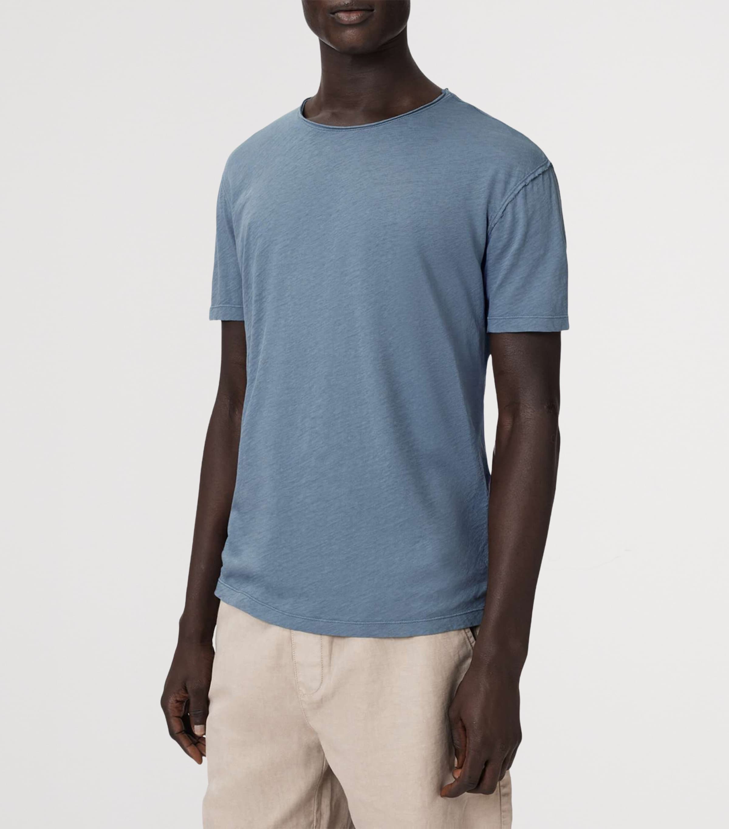 AllSaints Mens Organic Cotton Figure T-Shirt Waved Blue Image 3