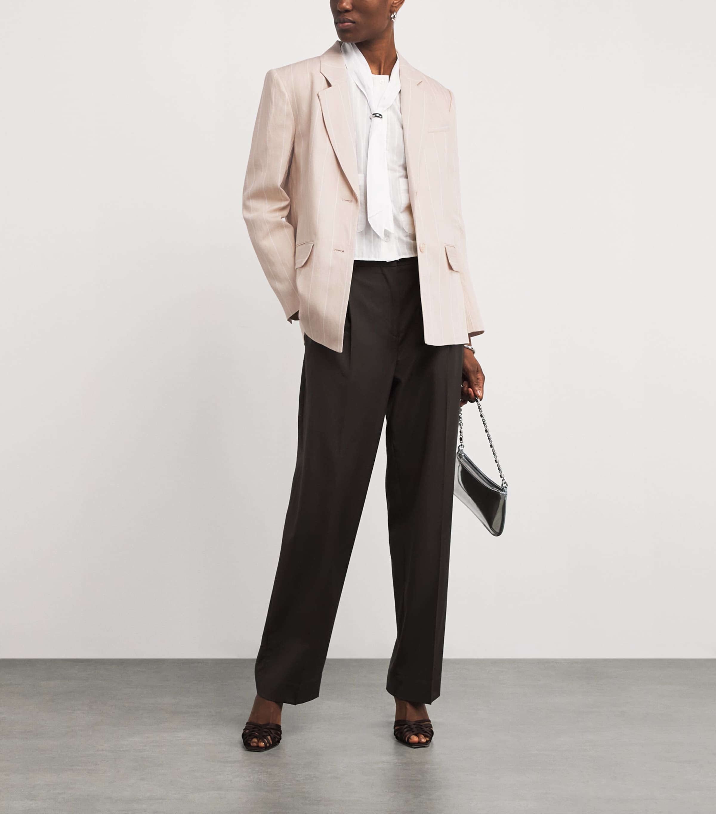 Claudie Pierlot Womens Pinstripe Blazer Sand Image 2
