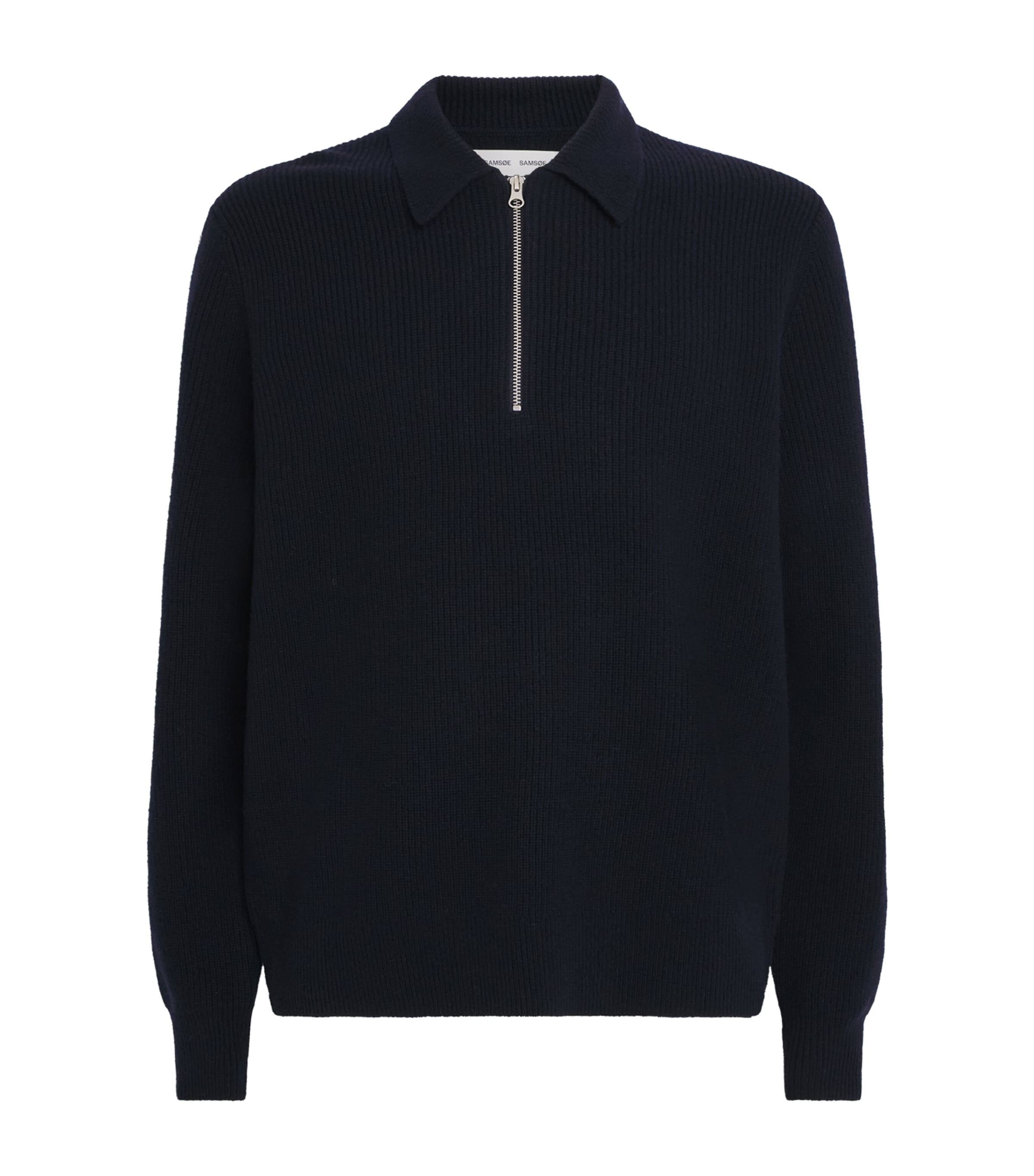 Samsoe & Samsoe Samsoe Samsoe Ribbed Zip Knitwear In Blue