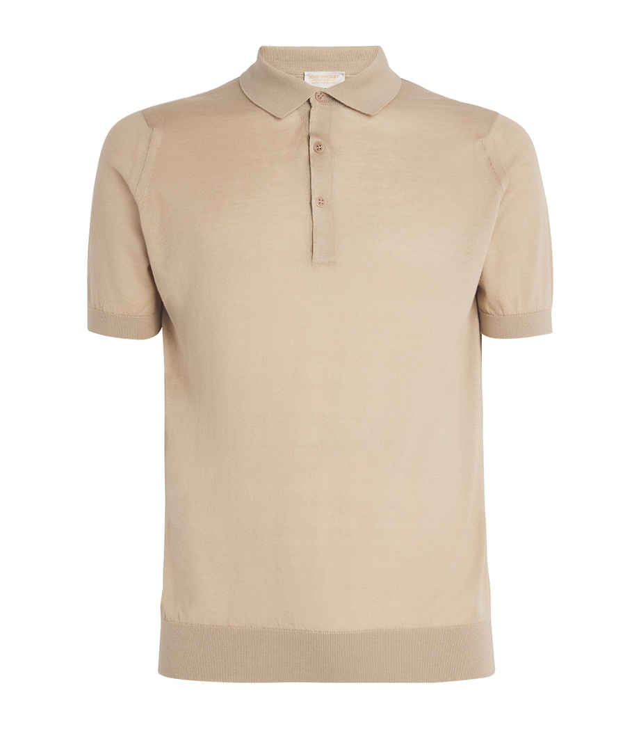 John Smedley Mens Cotton-Cashmere Elias Polo Shirt Flax Image 1