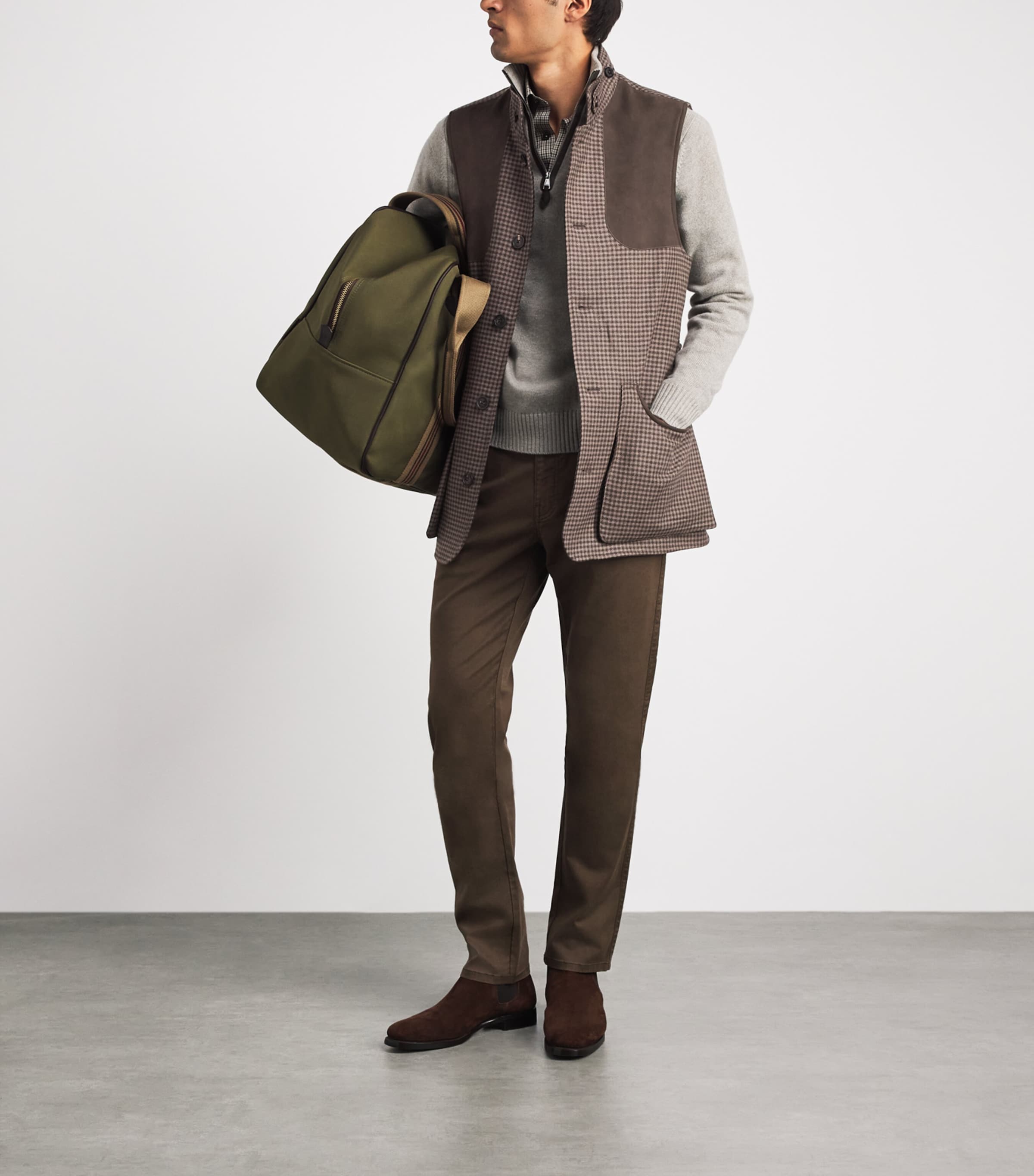 Purdey Mens Wool-Cashmere Tweed Gilet Torridon Check Image 2