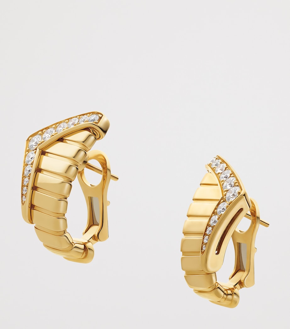 Bvlgari Yellow Gold and Diamond Tubogas Hoop Earrings Yellow Gold Image 2
