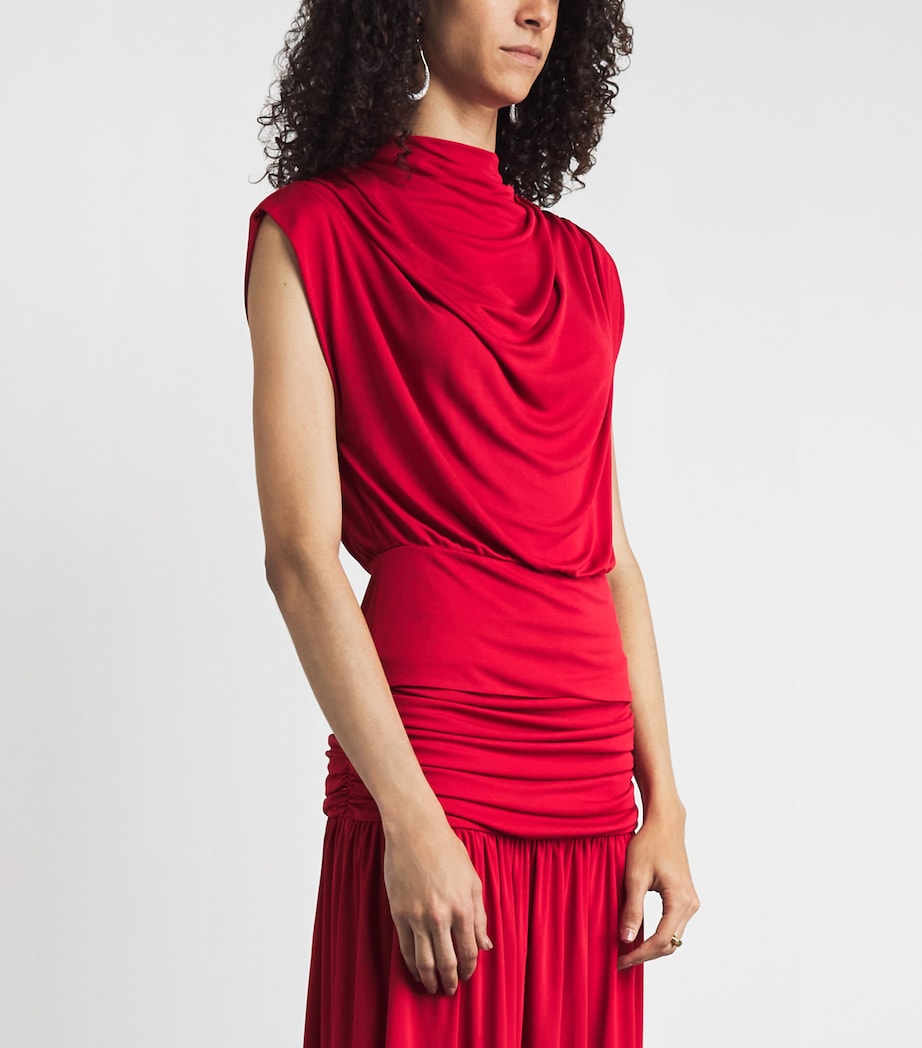 RETORI Womens Draped Sleeveless Blouse Red Image 4