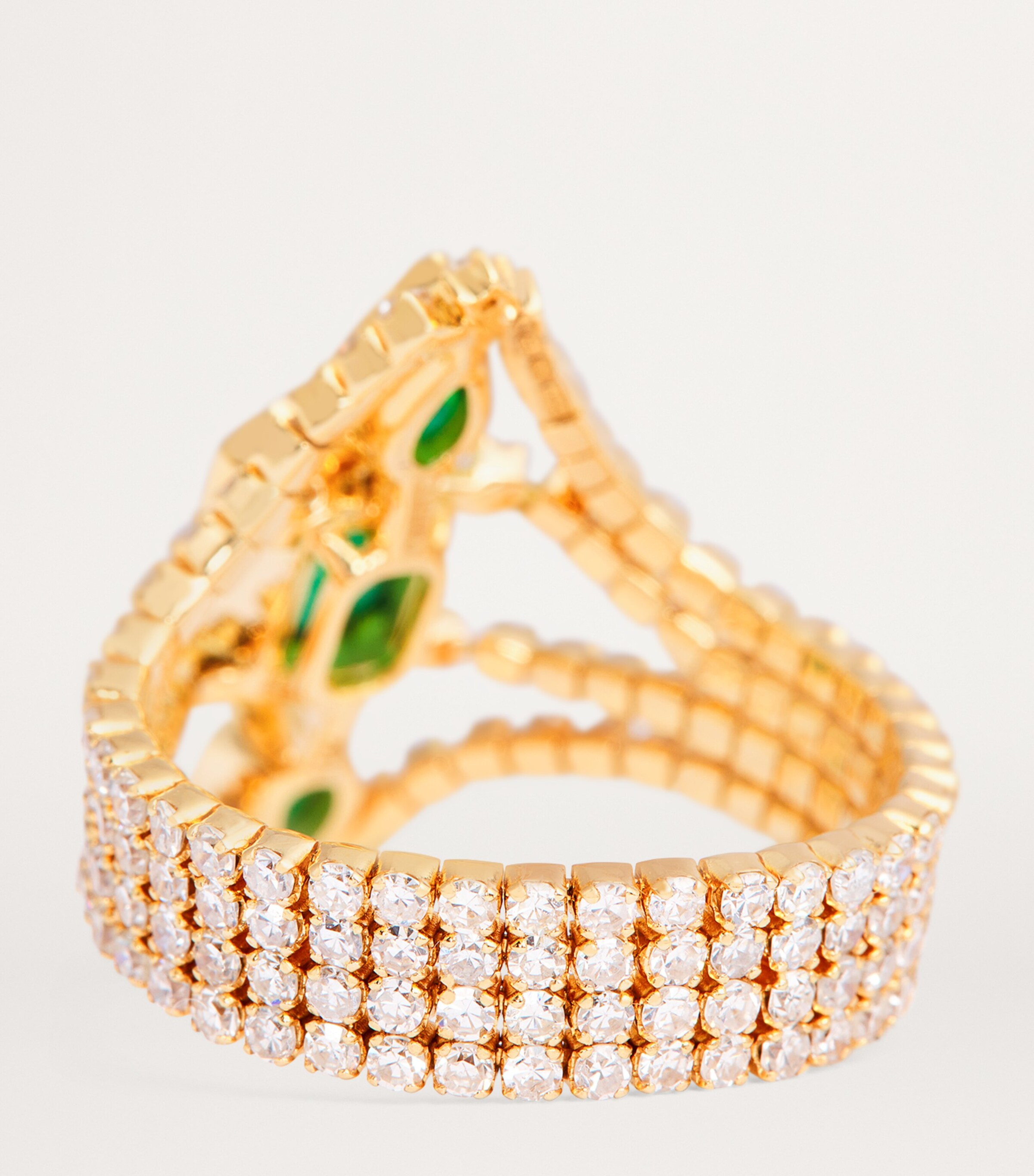 SHAY Yellow Gold, Diamond and Emerald Deco Stacked Thread Ring | Harrods US