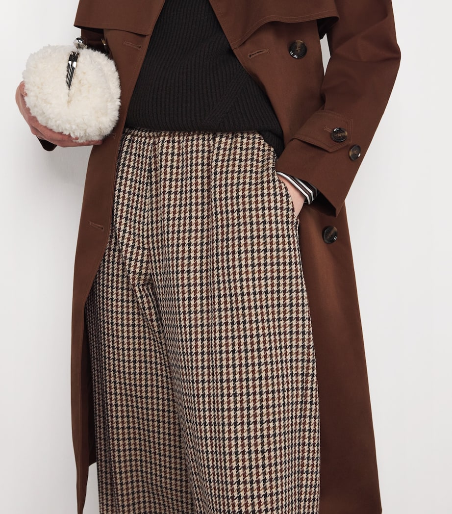 Virgin Wool-Cotton Houndstooth Trousers WINE-COLOURED Image 6
