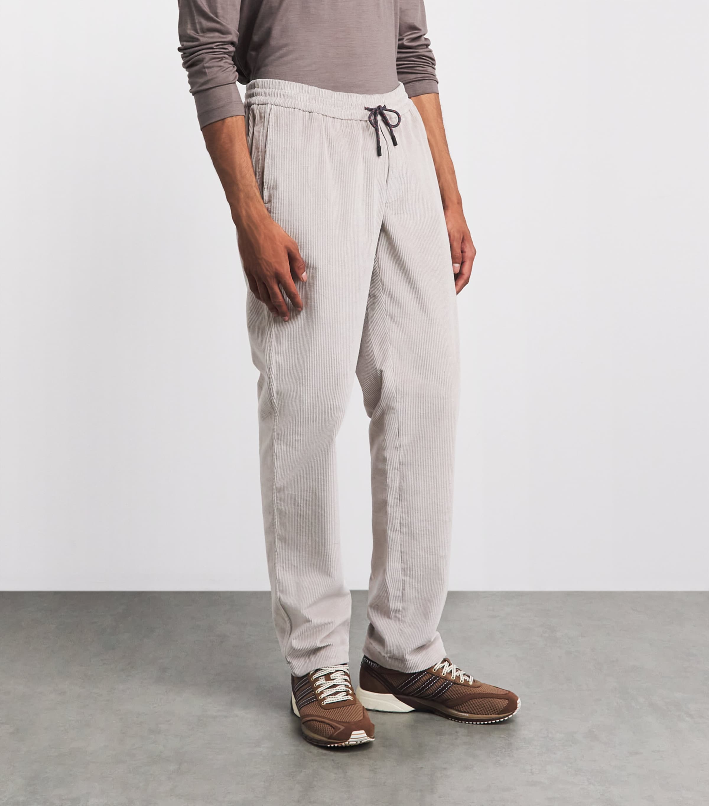 Sease Mens Corduroy Mindset Slim Trousers Pearl Grey Image 4