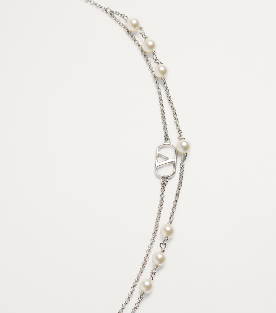 Double-Layered VLOGO Pearl Necklace 6RU Image 2