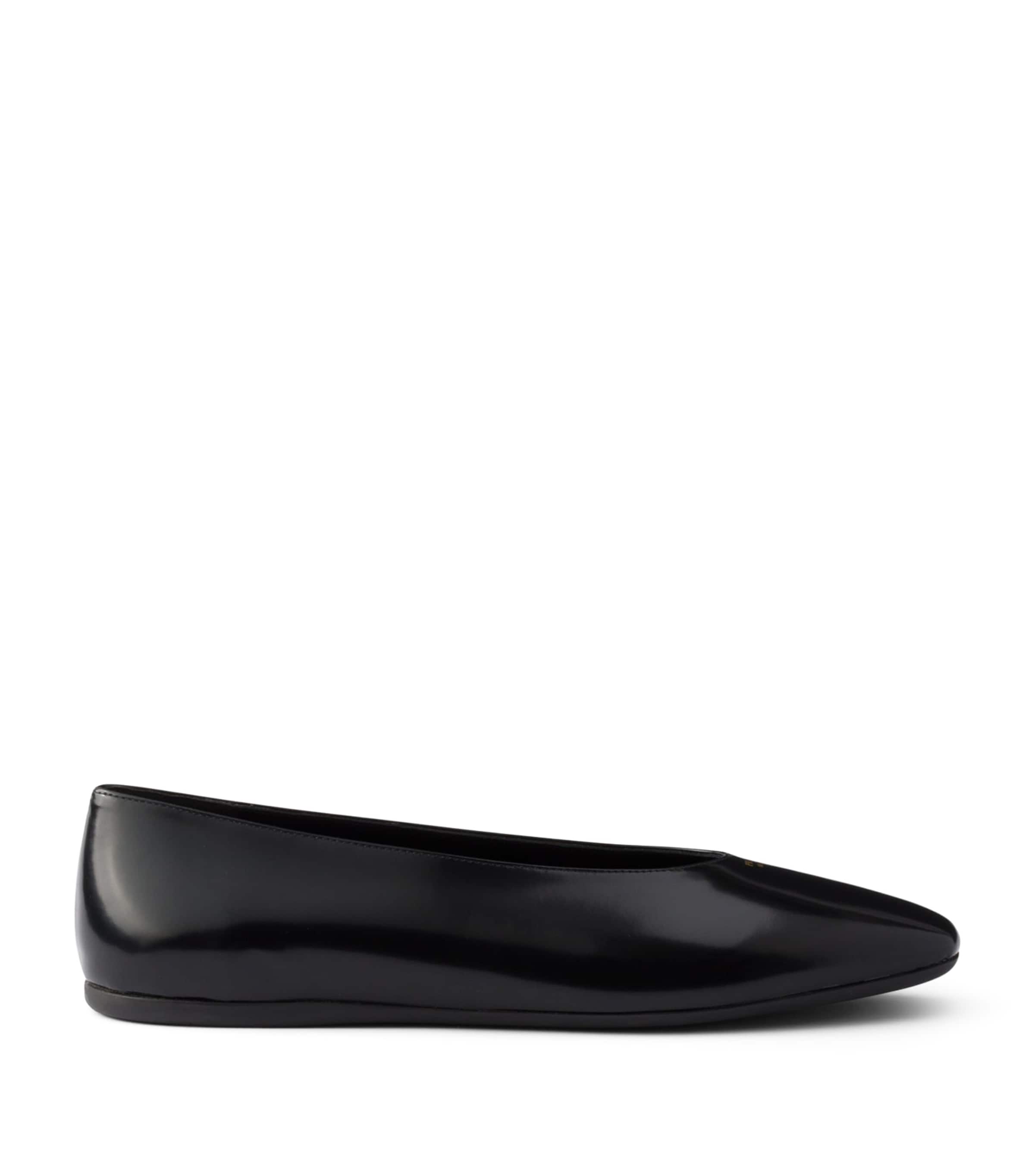 Prada Leather Logo Ballet Flats Black Image 1