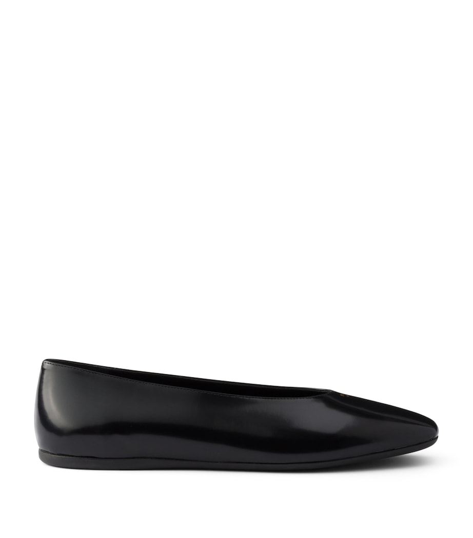 Prada Leather Logo Ballet Flats Black Image 1