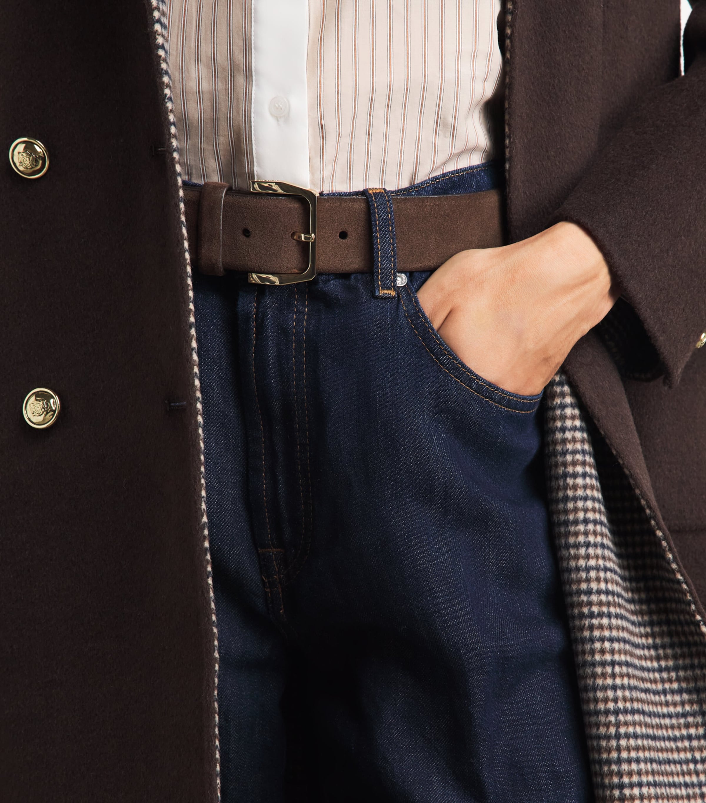 Sandro Paris Suede Belt Brown Image 2