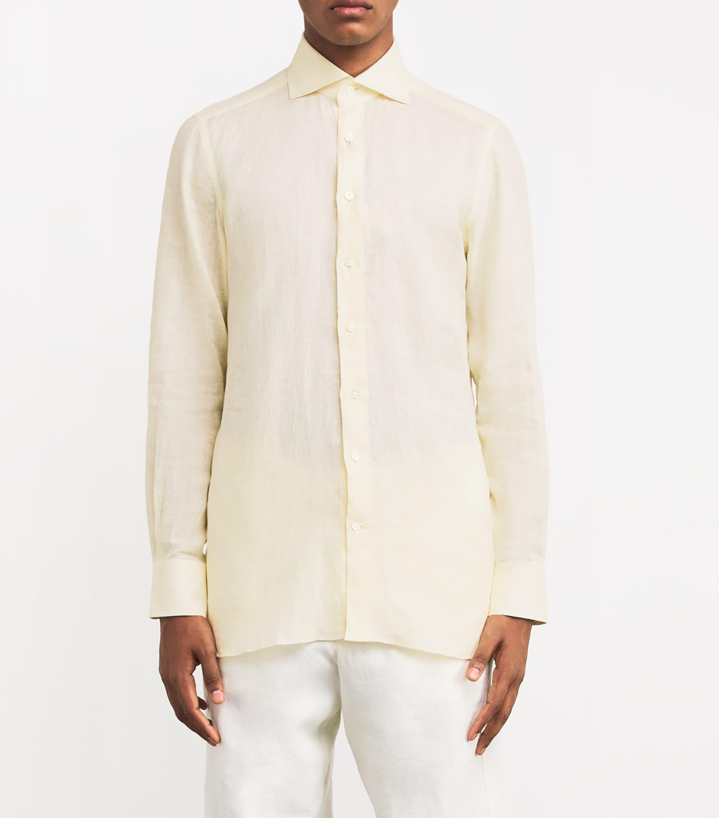 100HANDS Mens Linen Shirt Yellow Image 3