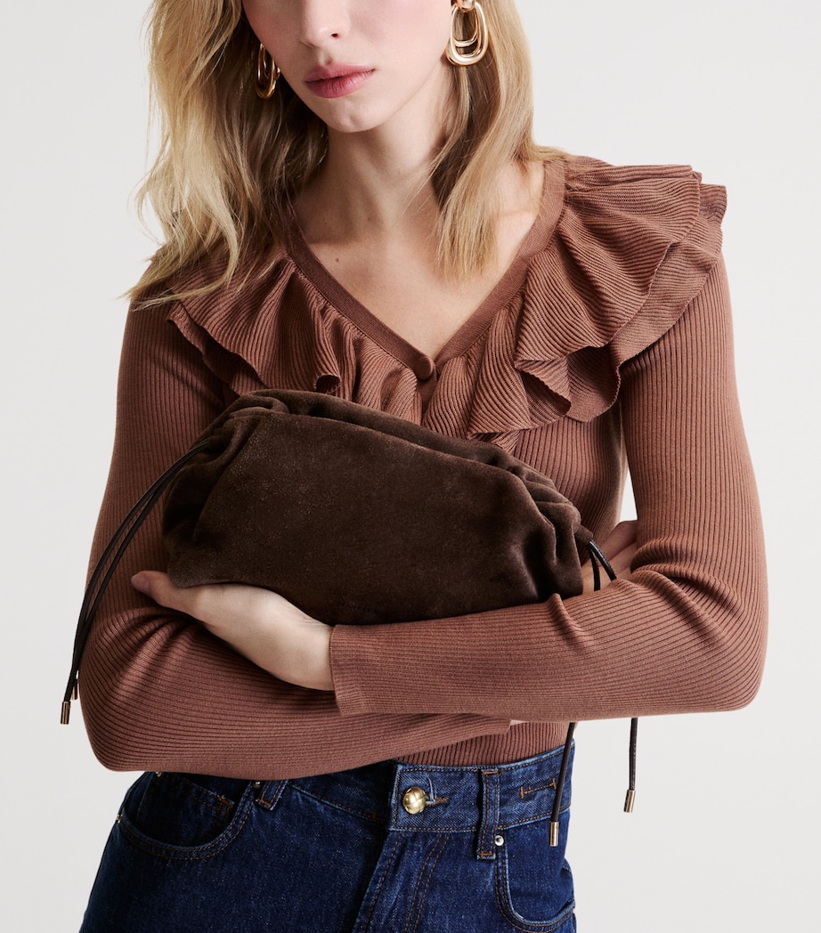 Marella Suede Clutch Bag Dark Brown Image 2