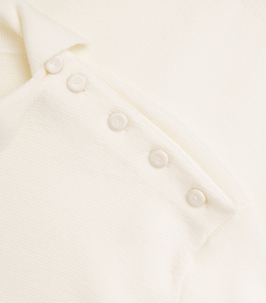 Róhe Womens Merino Wool Uneven-Collar Polo Sweater Off White Image 6