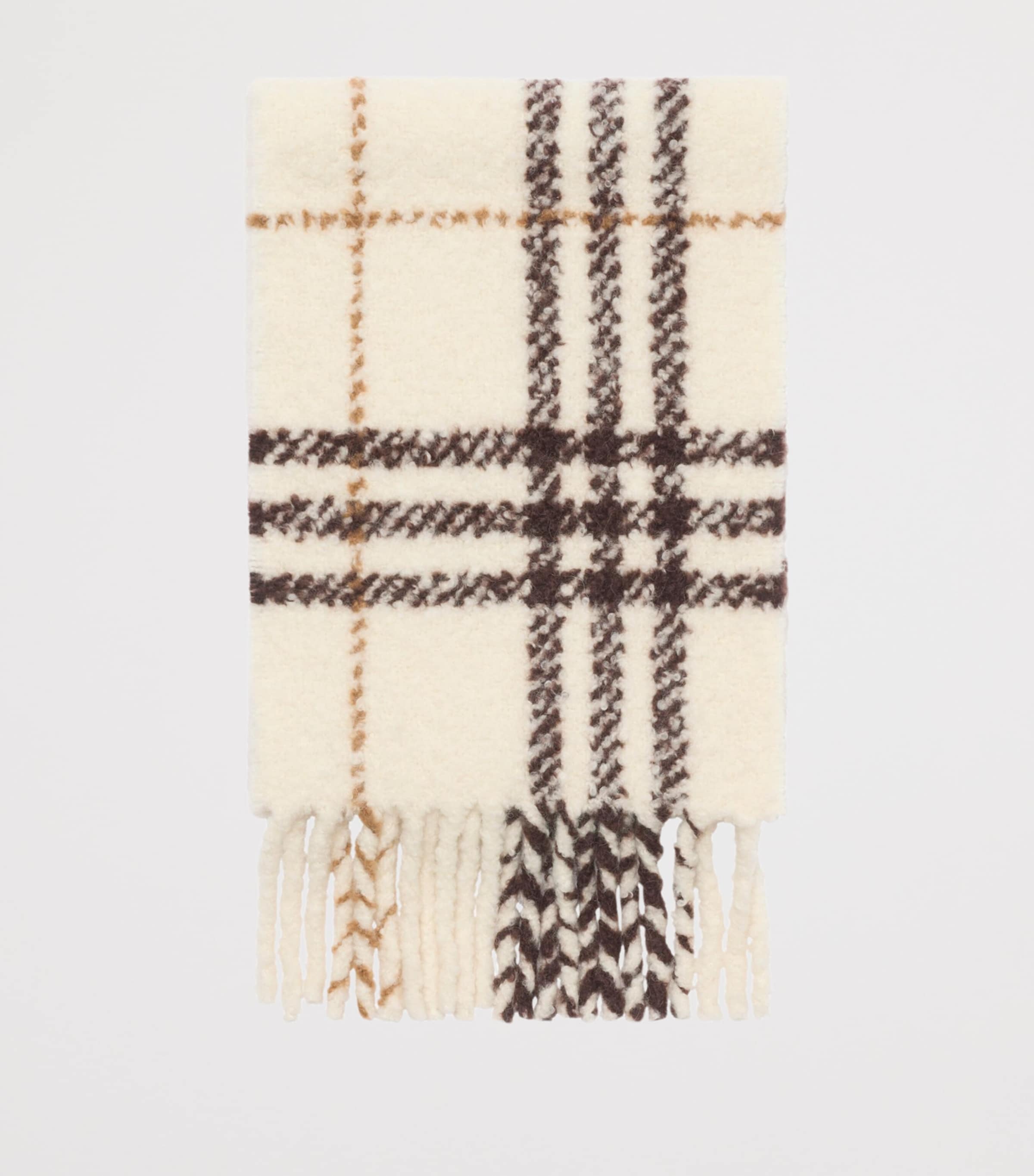Burberry Alpaca-Wool Check Scarf Pebble White Image 3
