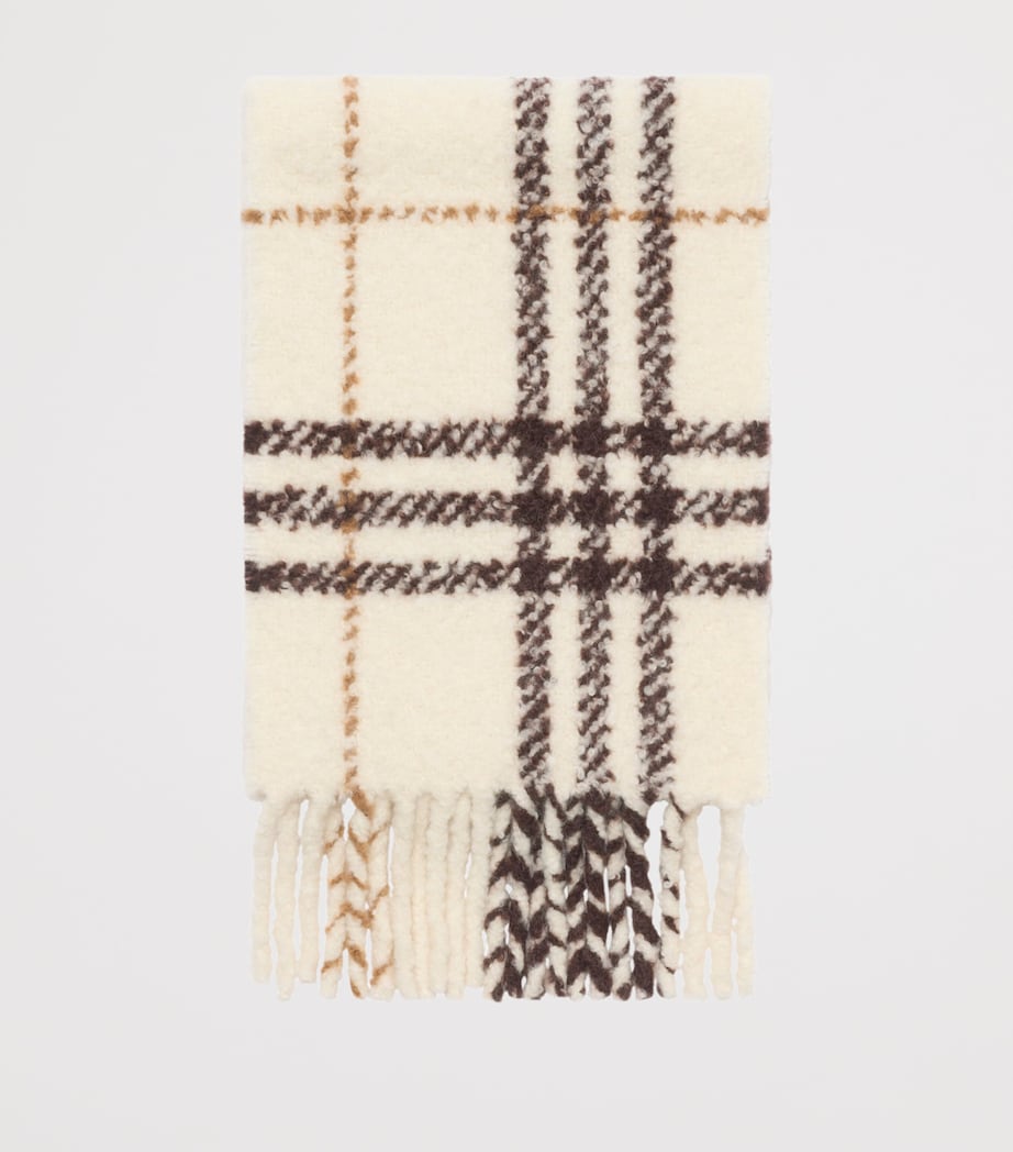 Alpaca-Wool Check Scarf PEBBLE WHITE Image 3