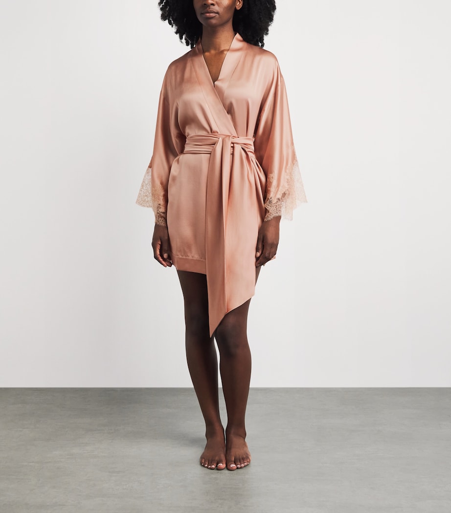 Carine Gilson Womens Short Silk Cérès Robe Beige Vision Image 2