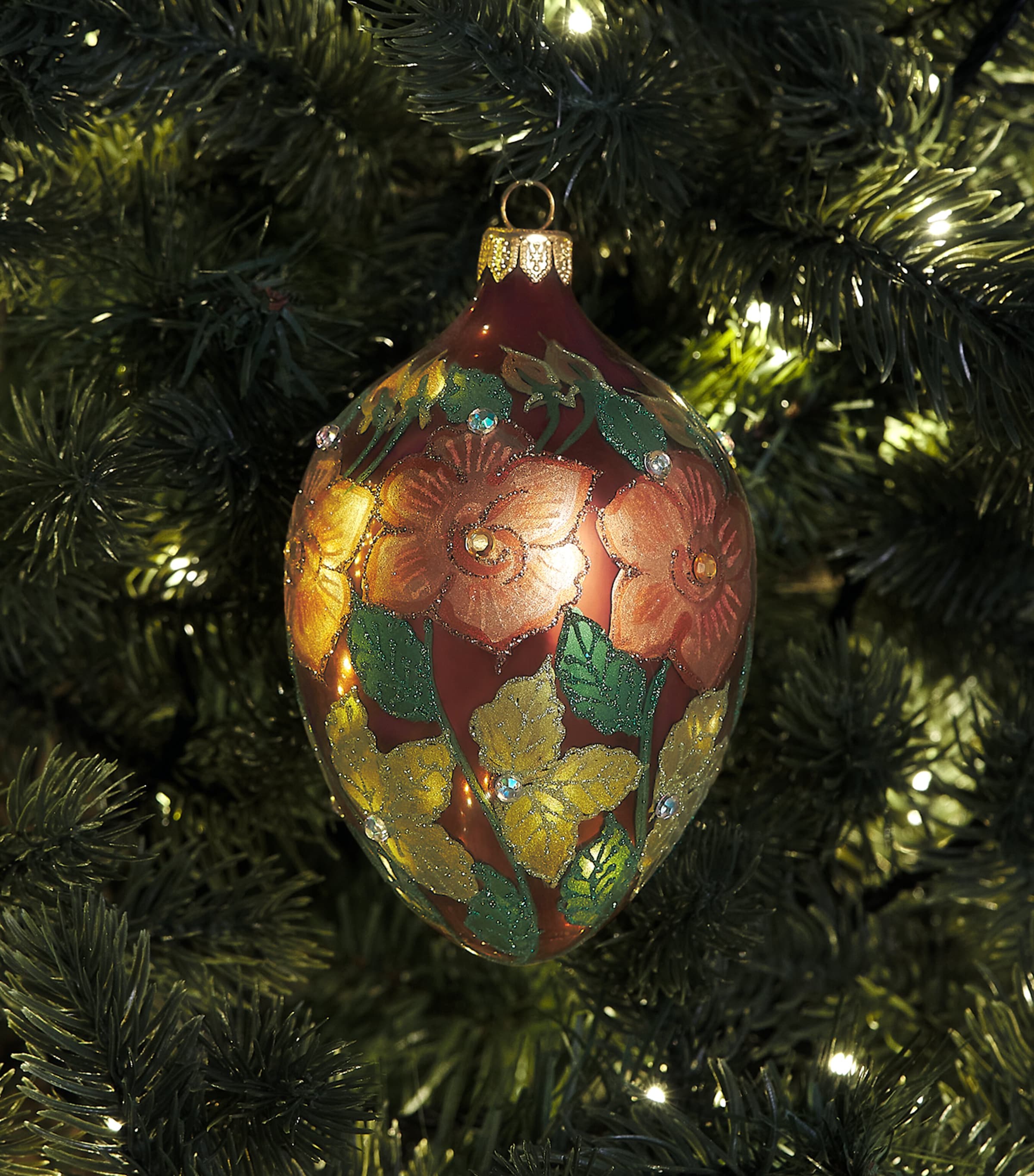 Harrods Floral Egg Bauble Bronze Image 3