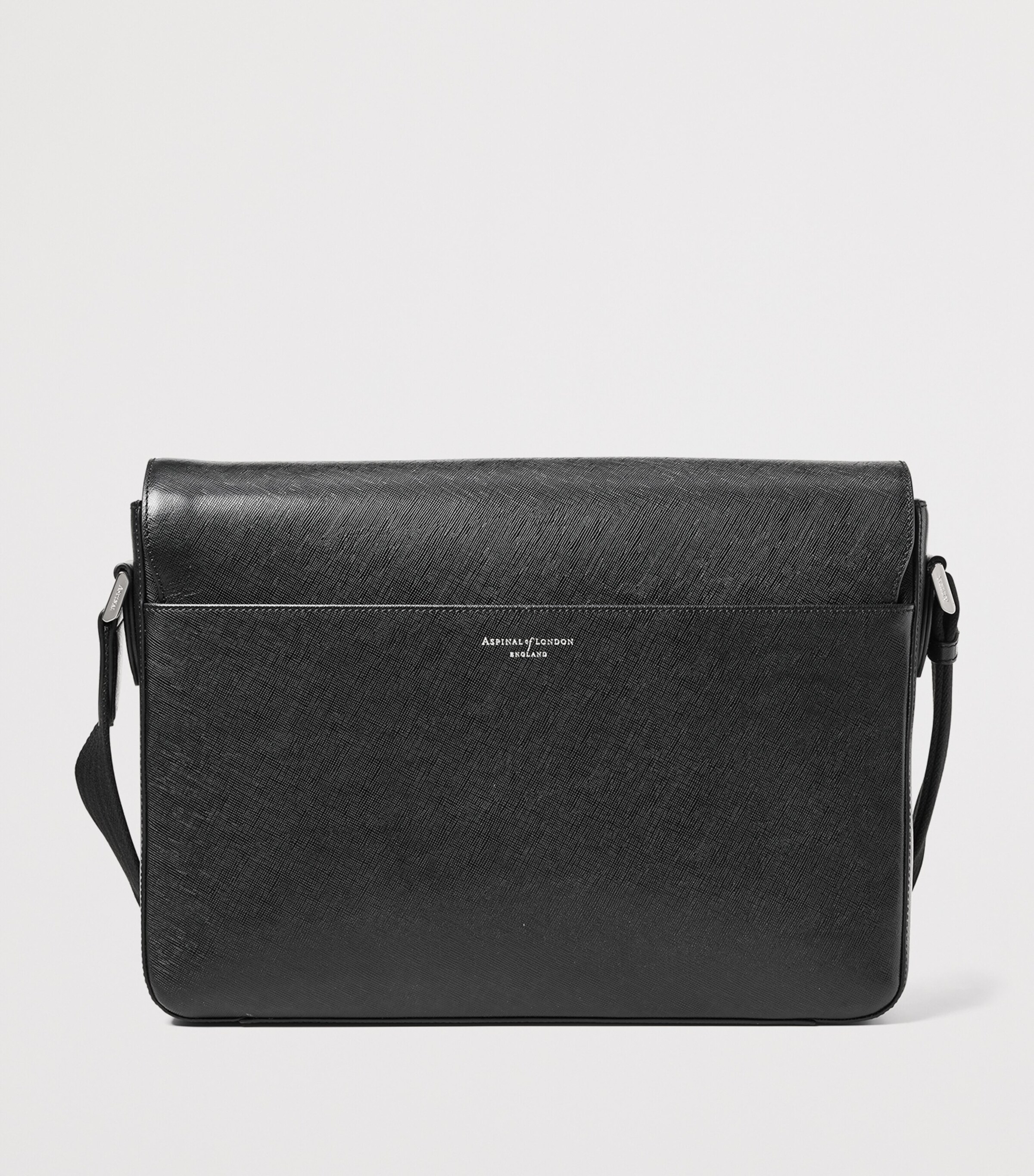 Leather Postman Messenger Bag BLACK Image 2