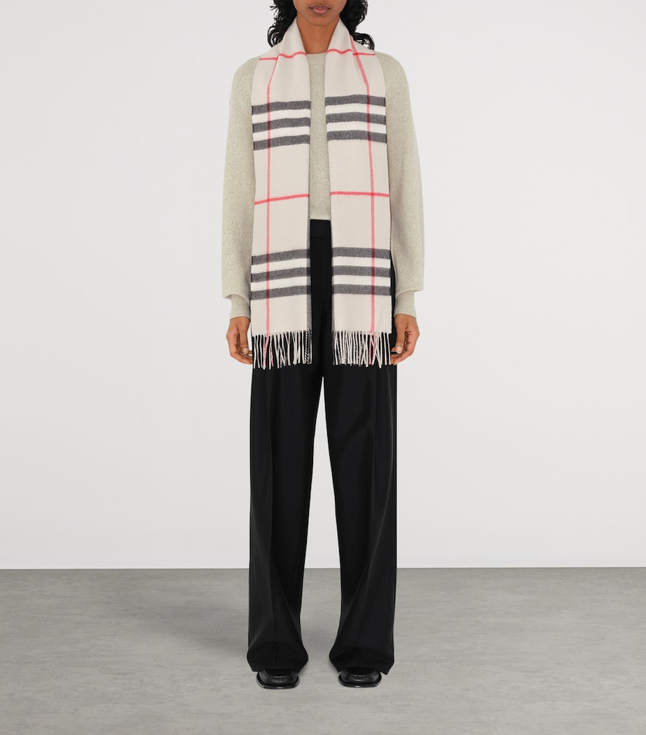 Cashmere Check Scarf STONE CHECK Image 4