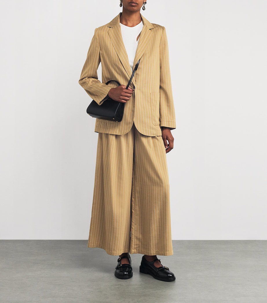 Pinstripe Wide-Leg Trousers OCHRE Image 2