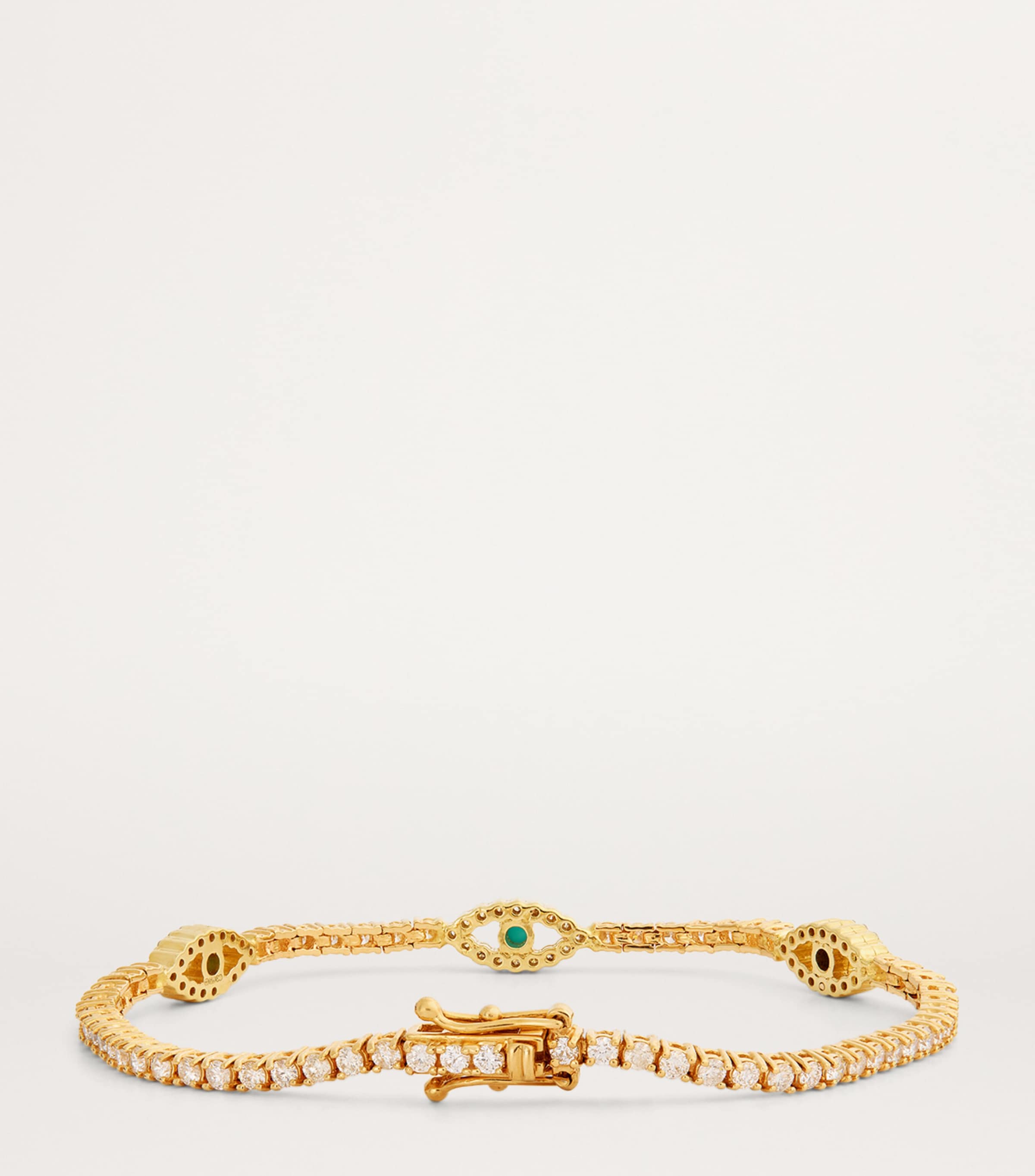 Small Yellow Gold and Diamond Edith Evil Eye Tennis Bracelet YELLOW GOLD Image 3
