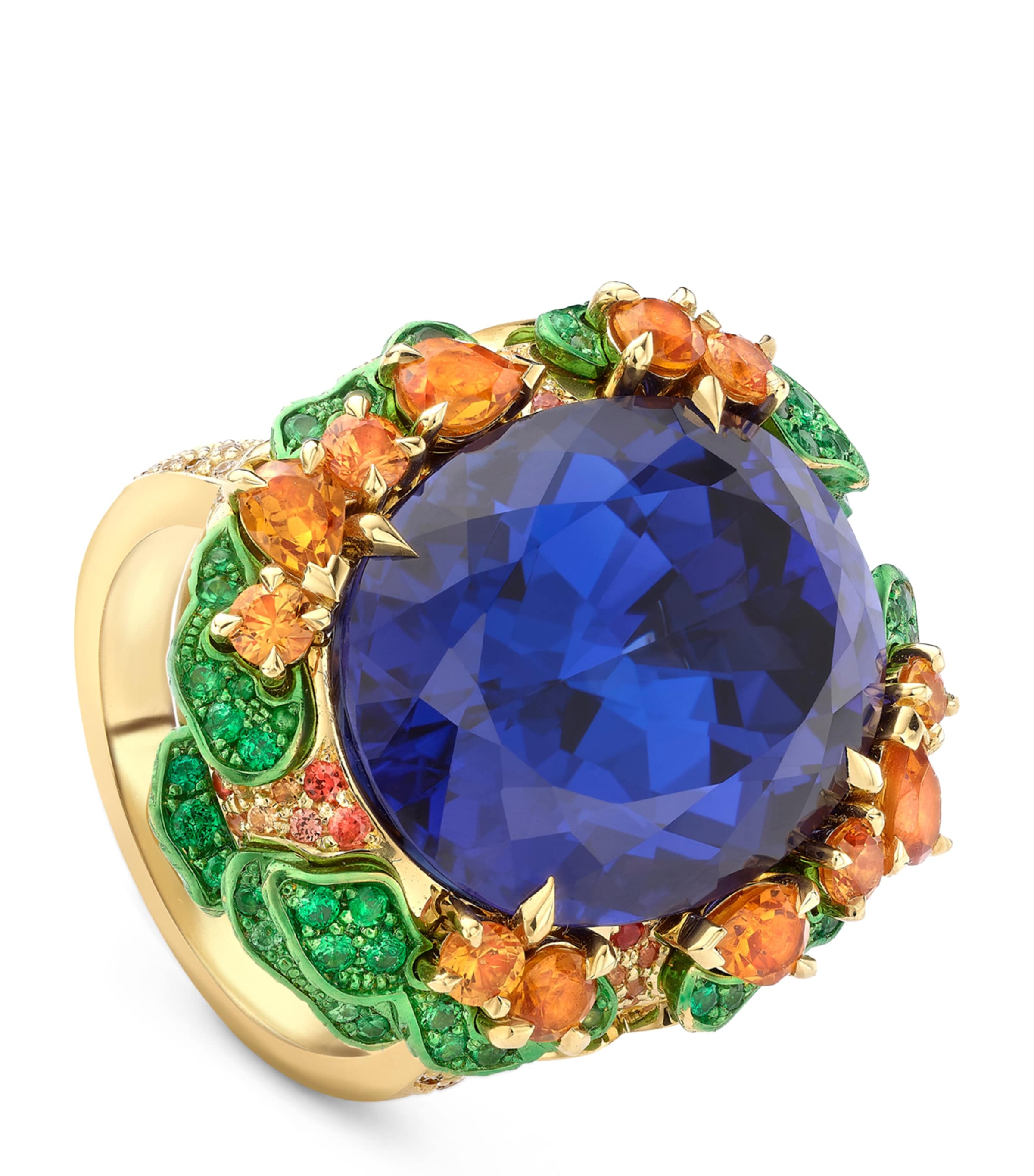 Boodles Yellow Gold, Diamond, Tanzanite, Sapphire, Garnet And Tsavorite Sunset Inside Africa Ring