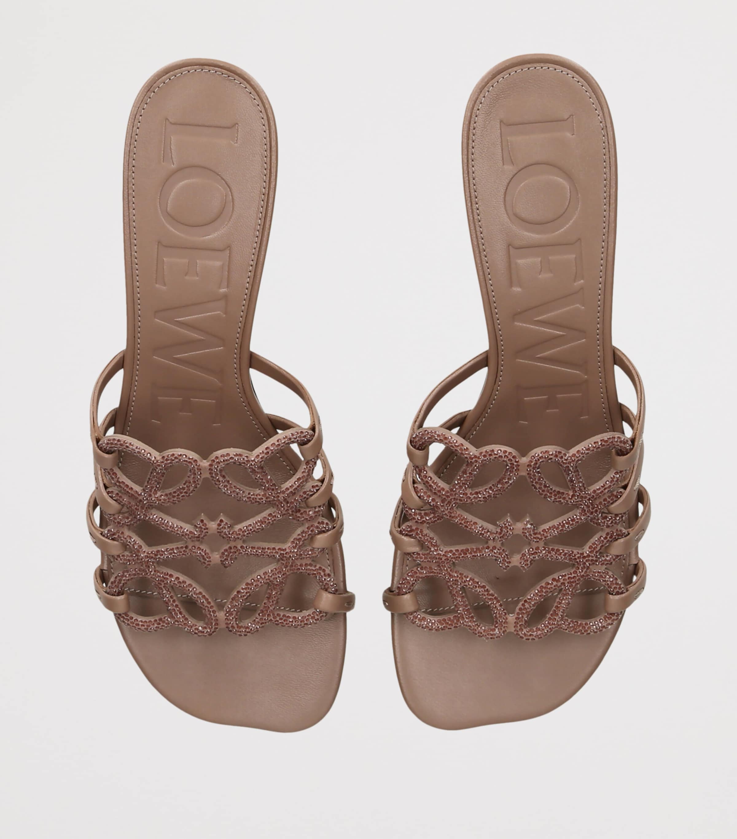 LOEWE Suede Petal Anagram Heeled Mules 45 Taupe Image 4