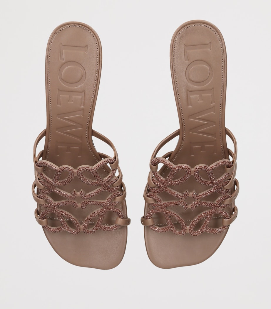 LOEWE Suede Petal Anagram Heeled Mules 45 Taupe Image 4