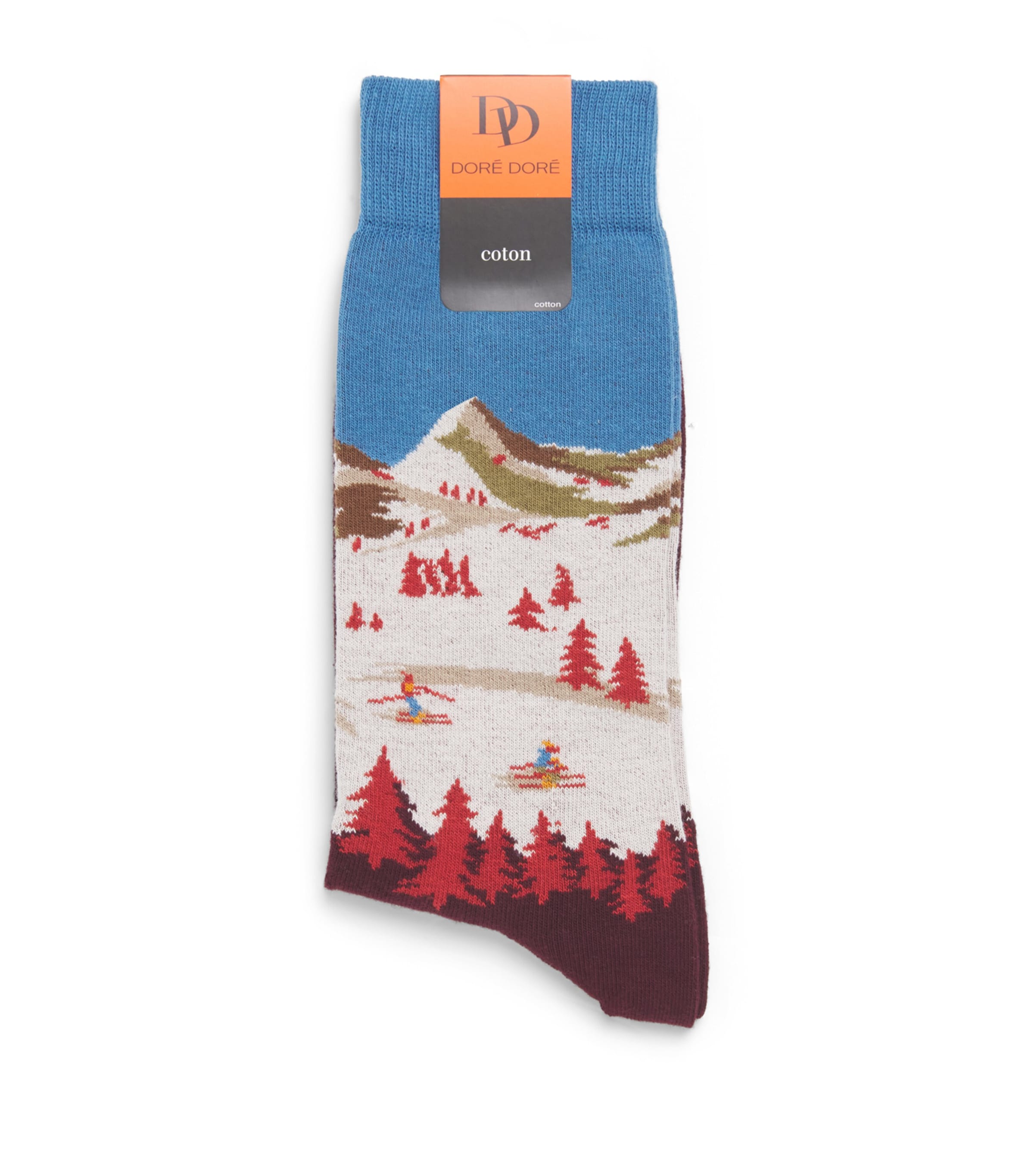 Doré Doré Mens Jacquard Mountain Socks Aubergine Image 1