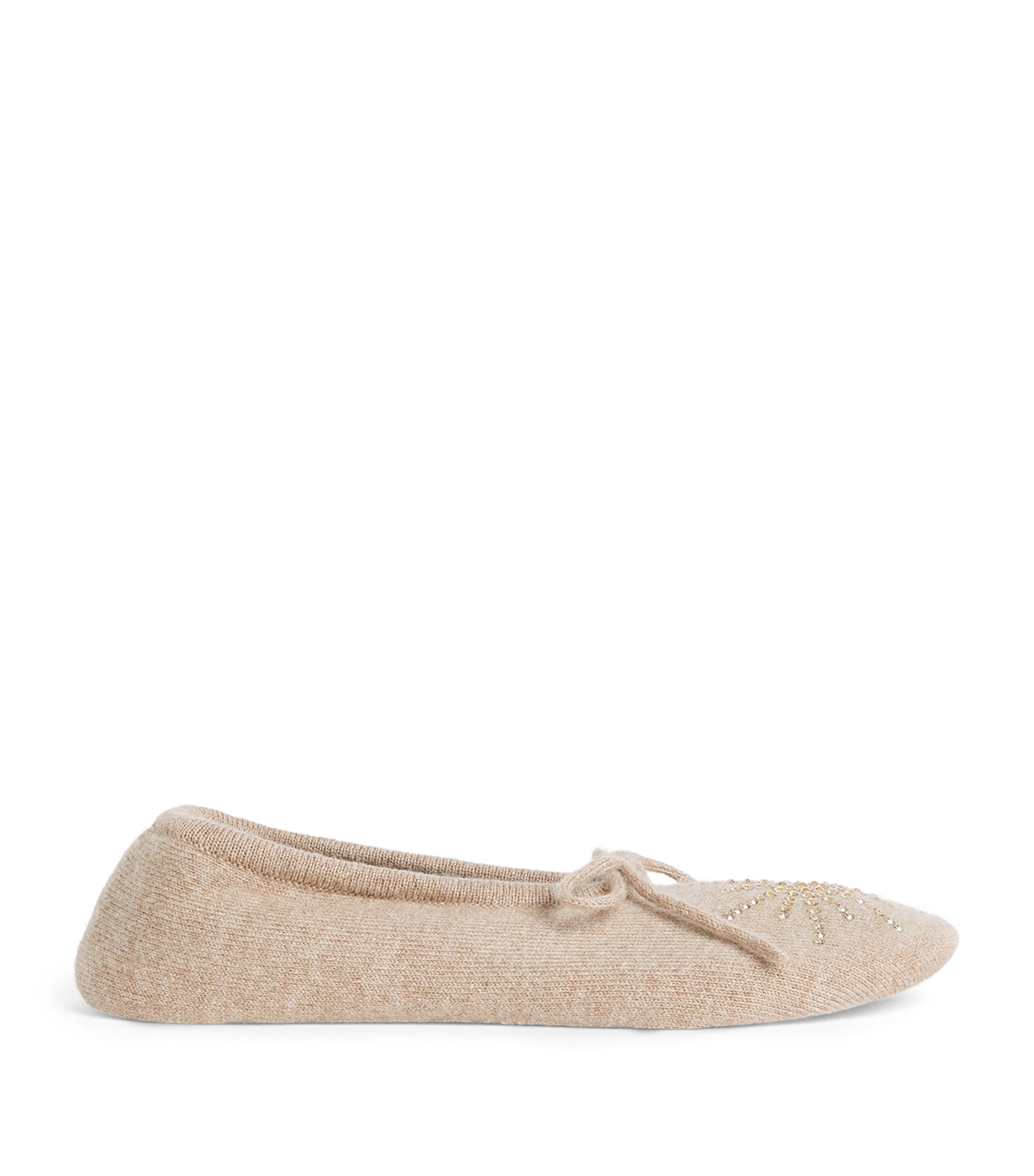 William Sharp Cashmere Crystal-Embellished Dolly Slippers Mid Brwn Gldn Shdw Image 1