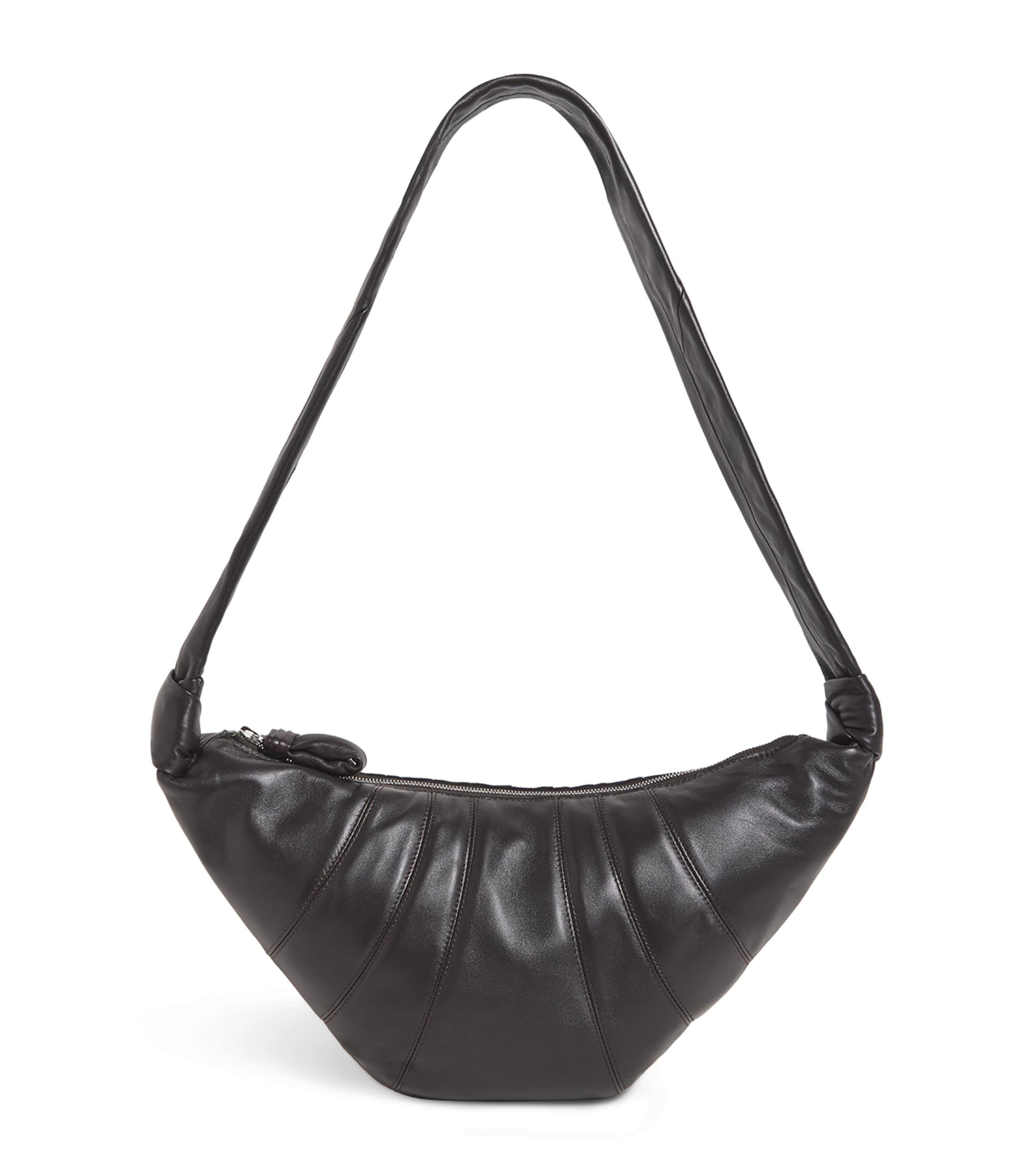 Lemaire Medium Grained Leather Croissant Shoulder Bag In Black