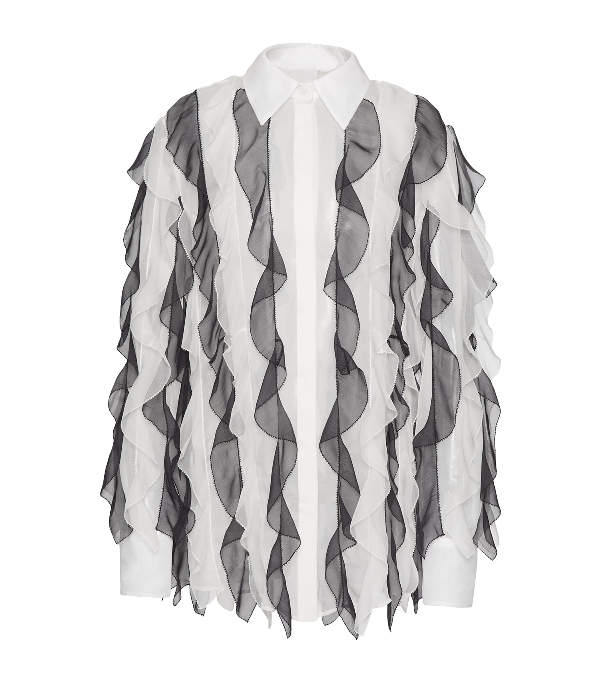 Shop Valentino Silk Ruffle-trim Shirt