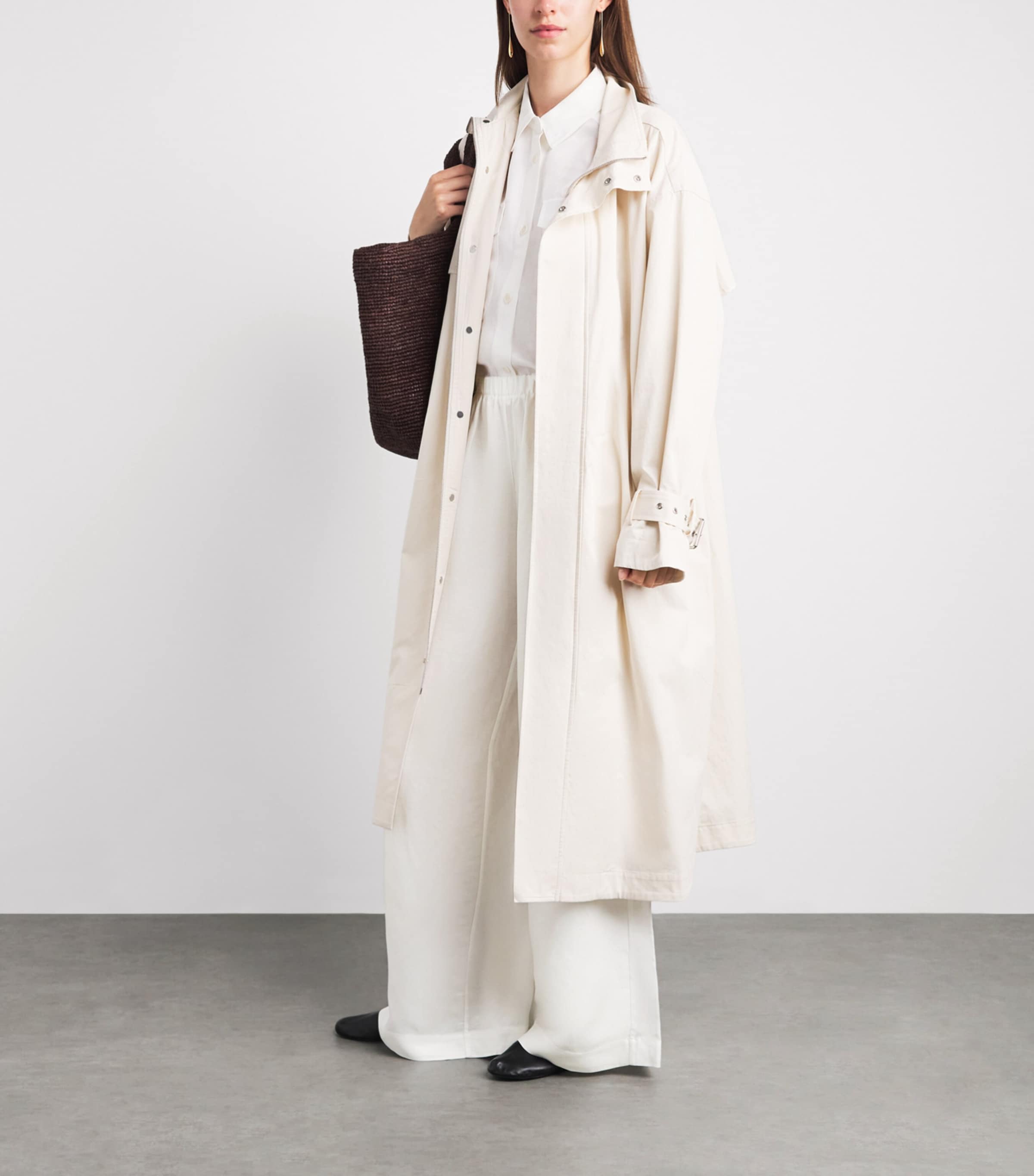 ANINE BING Womens Wide-Leg Rosyln Trousers Ivory Image 2