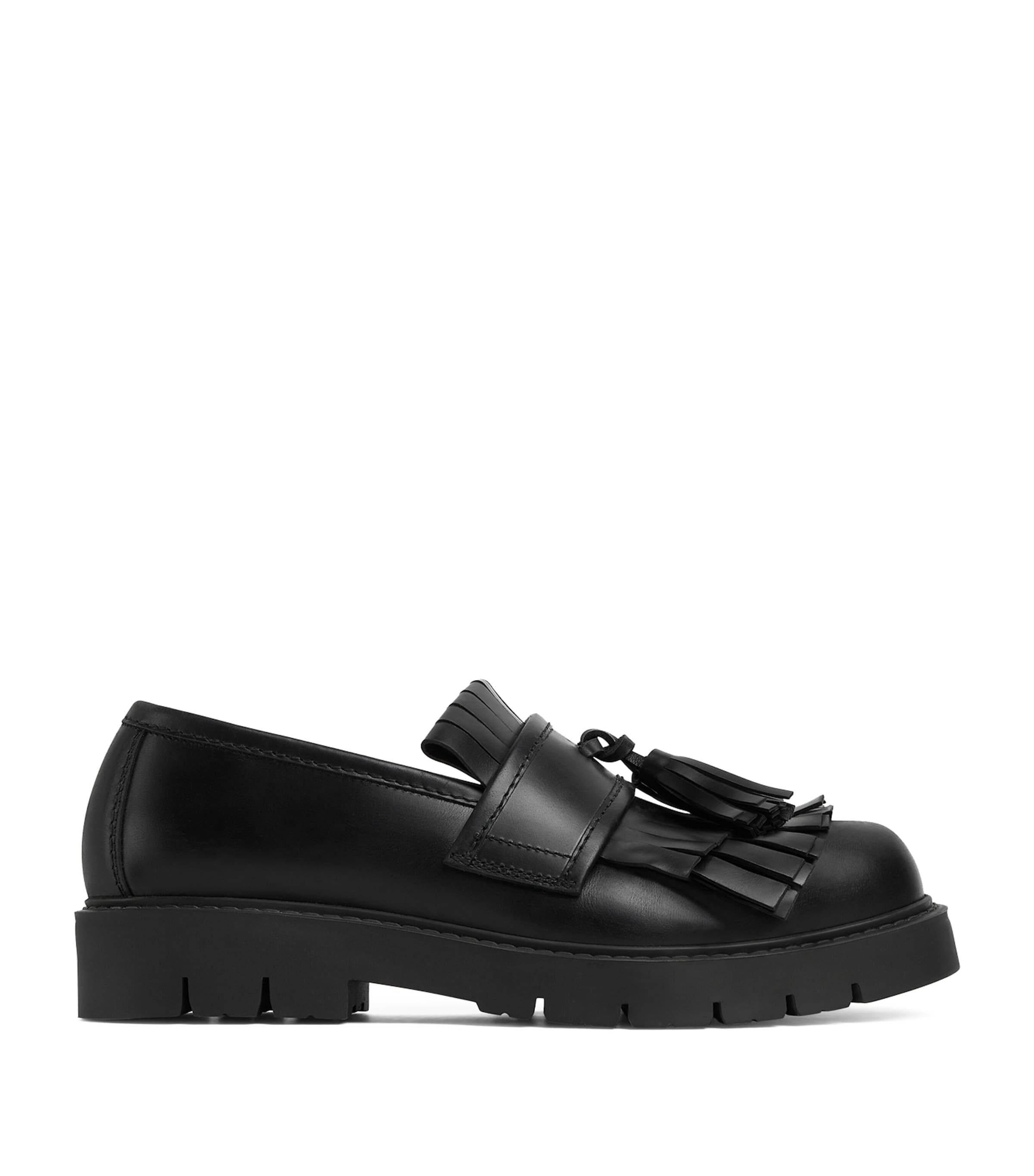 Shop Bottega Veneta Leather Tassel-detail Loafers In Black