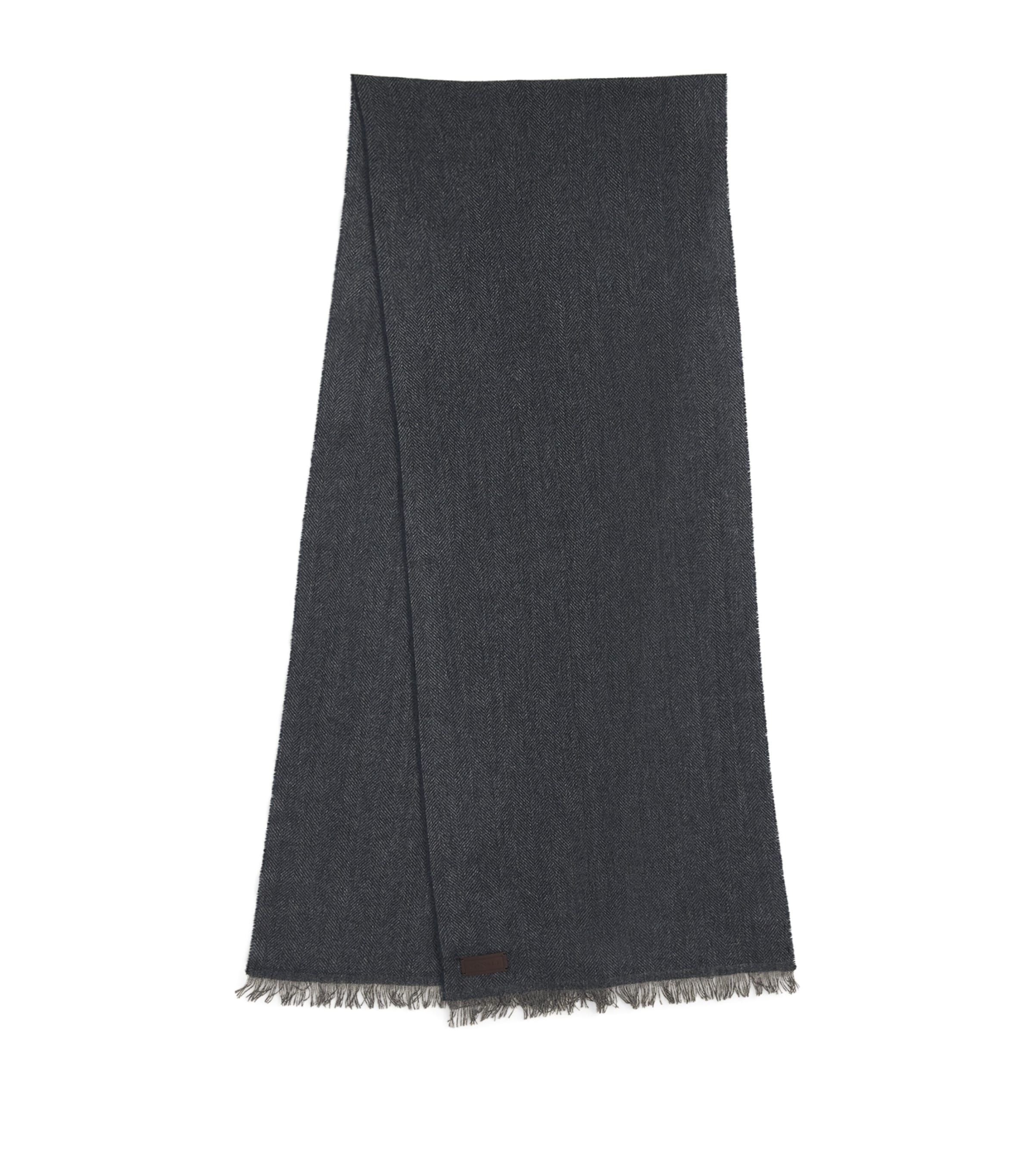 Shop Canali Cashmere Herringbone Scarf In Navy