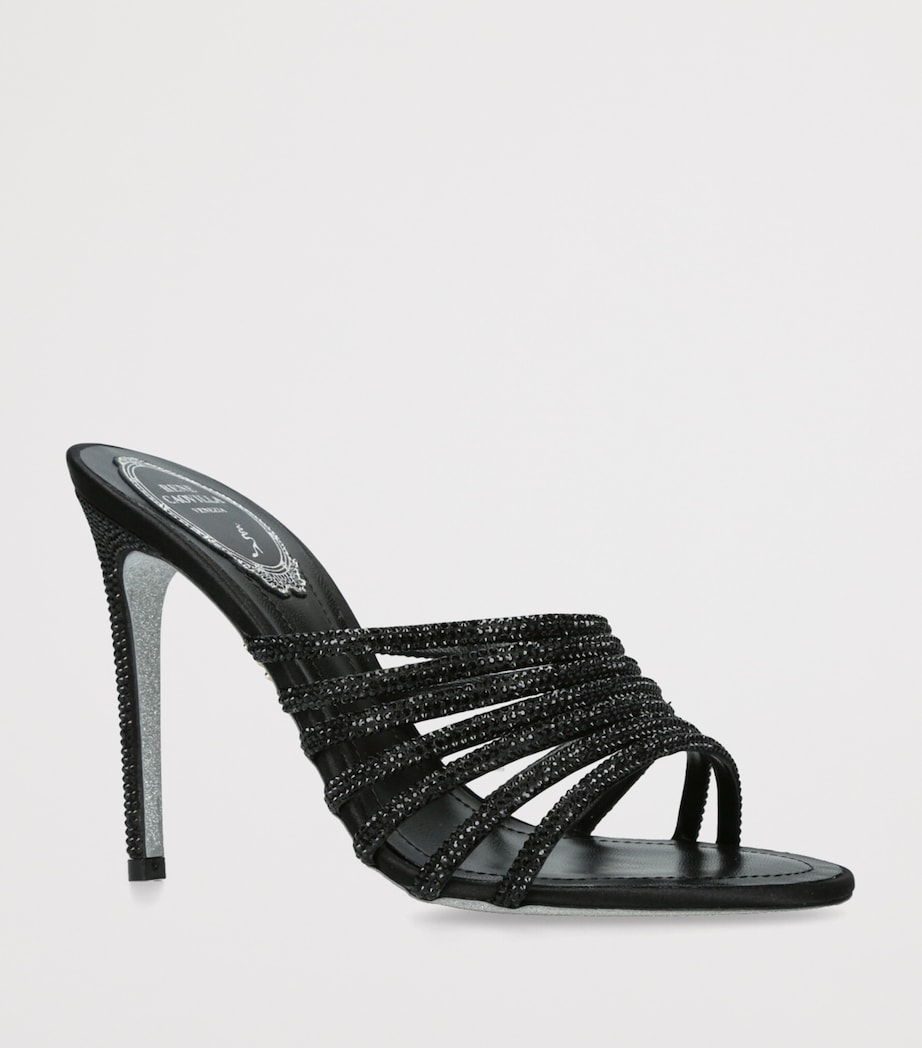 Satin Strappy Heeled Mules 105 BLACK Image 3