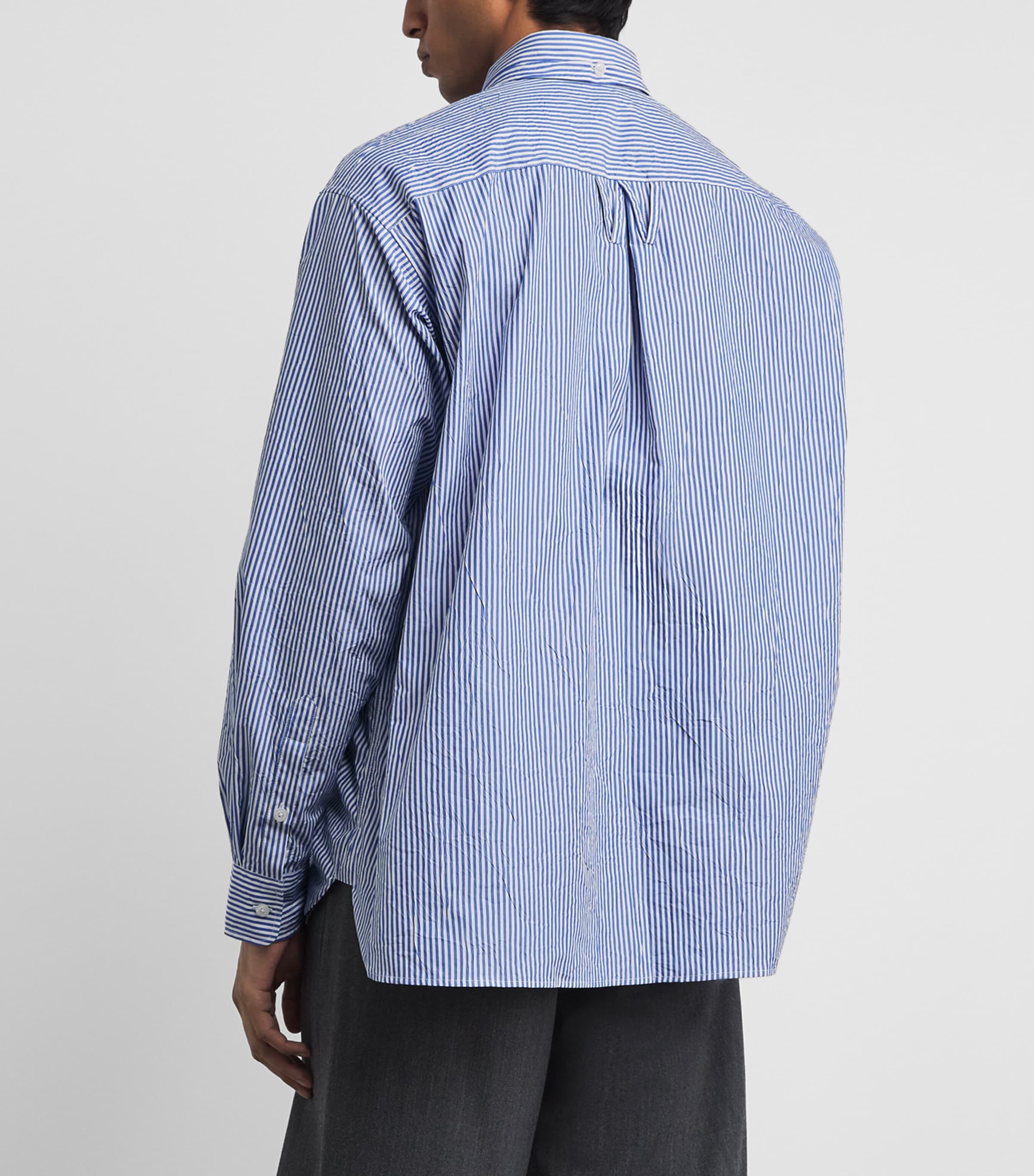 Willy Chavarria Mens Cotton Veterano Shirt Sail Blue Stripe Image 5