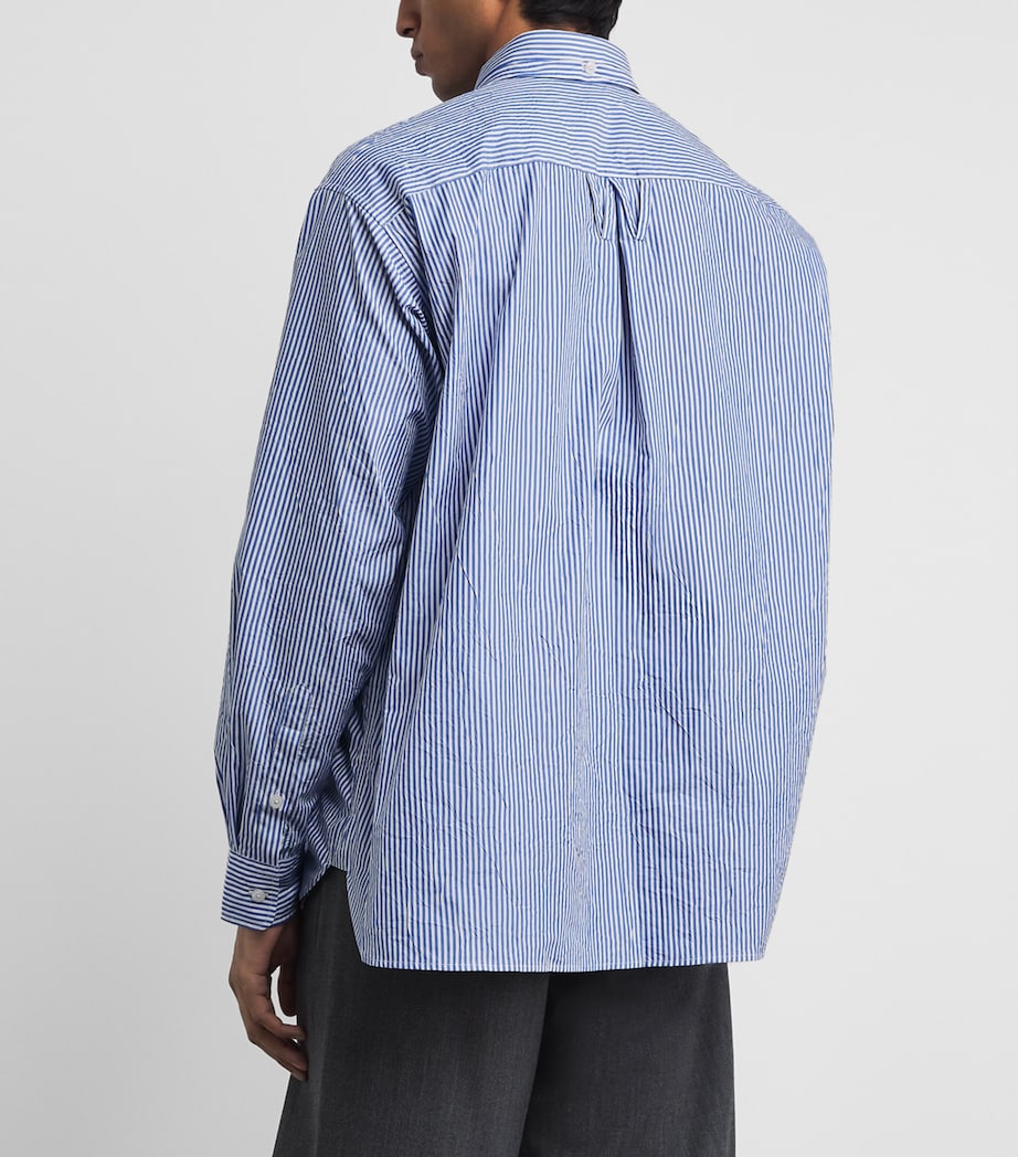 Willy Chavarria Mens Cotton Veterano Shirt Sail Blue Stripe Image 5