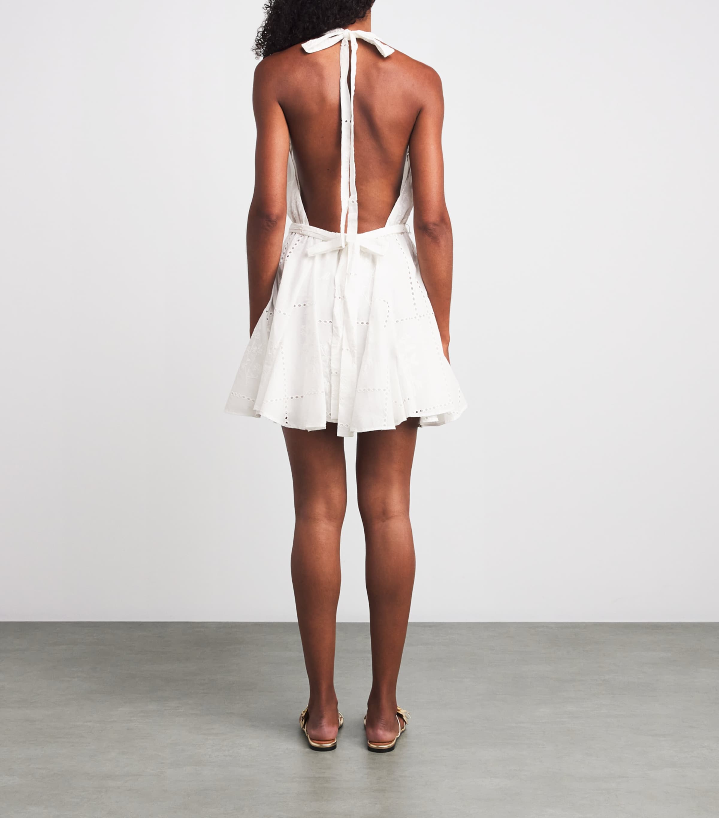 Cotton Embroidered Mini Dress WHITE Image 3