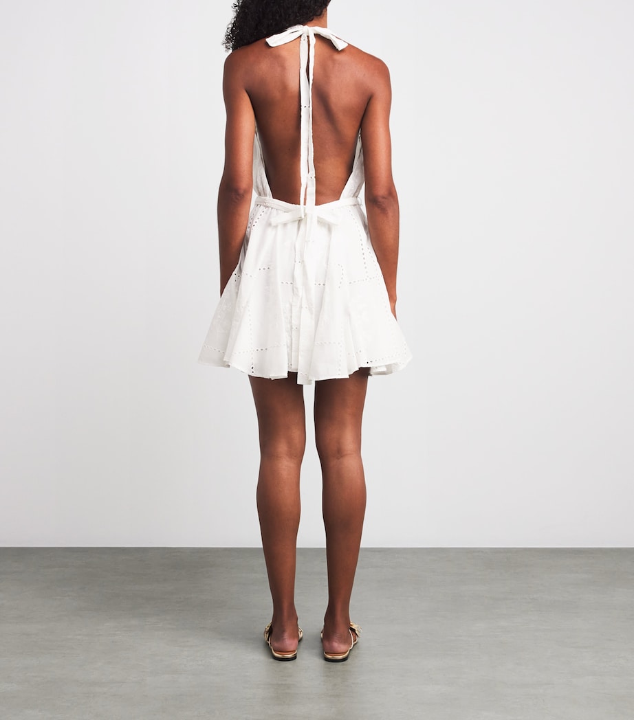 Cotton Embroidered Mini Dress WHITE Image 3